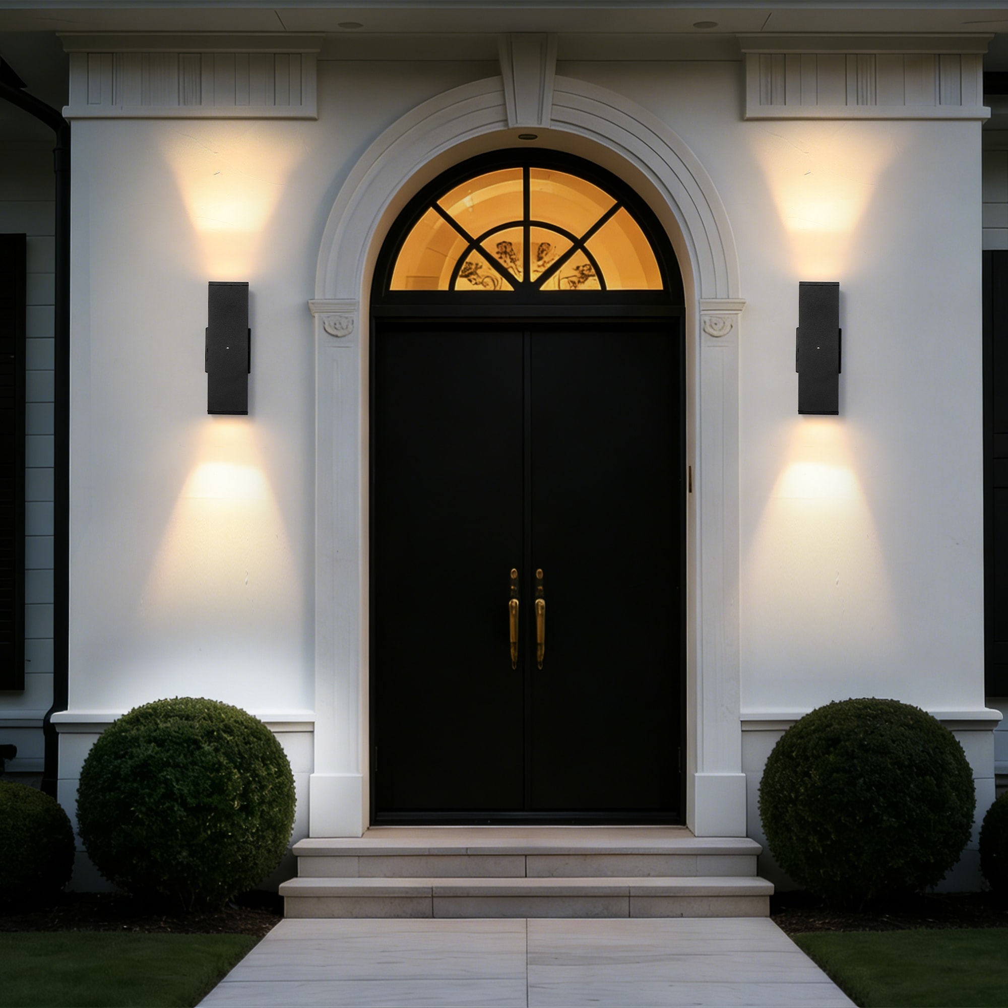 Flynama 2 -Pack 2 -Light 11.8-in H Black Hardwired Motion Sensor Dusk to Dawn Outdoor Wall Light