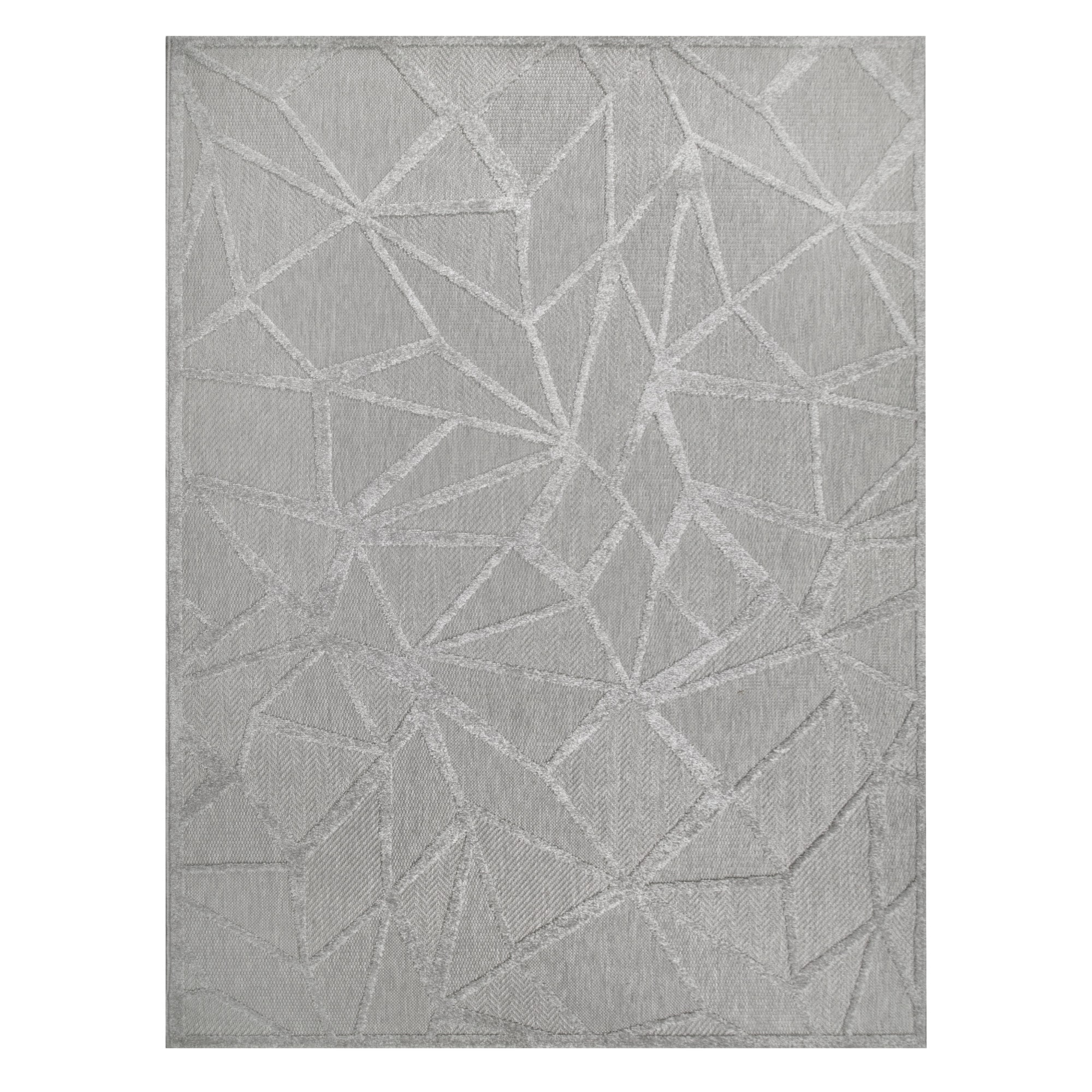 Leick Home 595595 3 x 5 (ft) Loomed Polypropylene Gray Rectangular Indoor/Outdoor Geometric Area rug