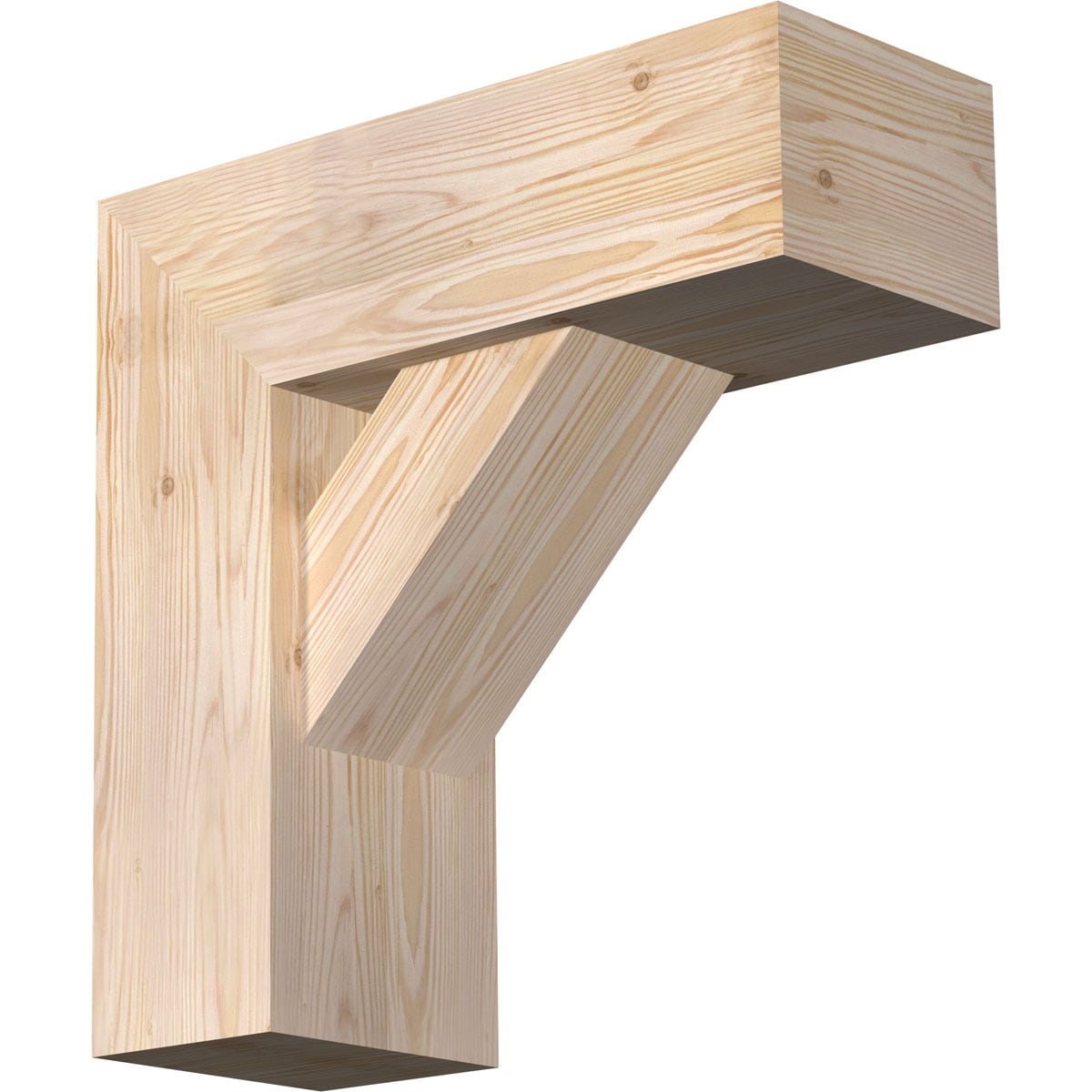 Ekena Millwork 1465066 Traditional block smooth bracket with offset brace 7-1/2-in x 20-in x 20-in Douglas fir Brown Wood Standard bracket
