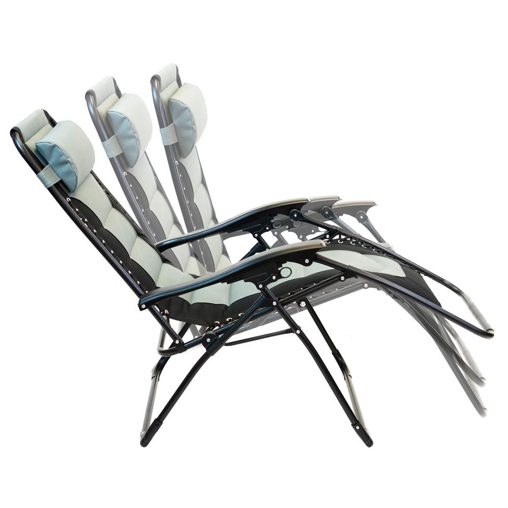 Patio Premier Set of 2 Black Steel Frame Stationary Zero Gravity Chair with Gray Sling Seat