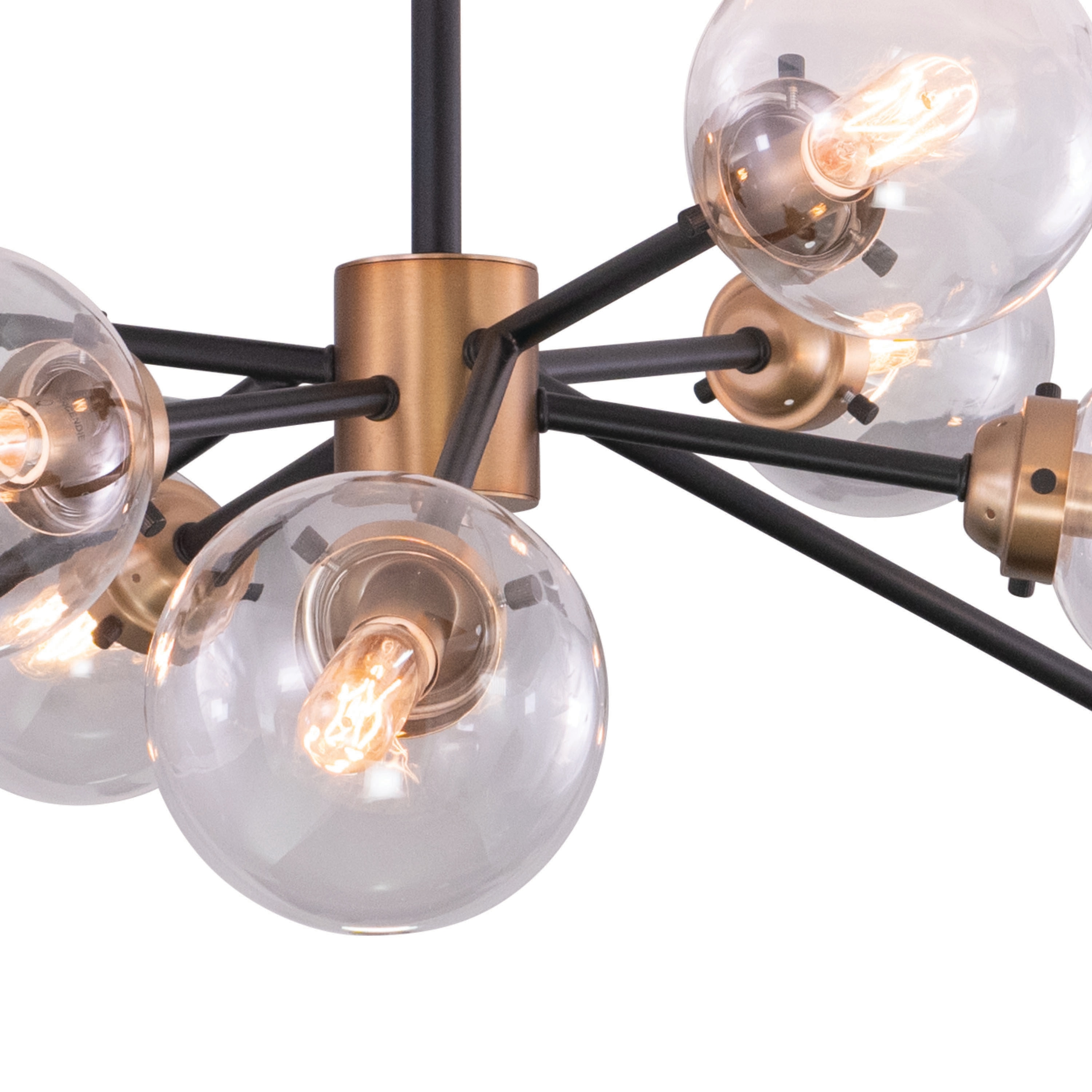 Mid-Century Orbit 32" Globe Semi-Flush Ceiling Light in Bronze & Brass