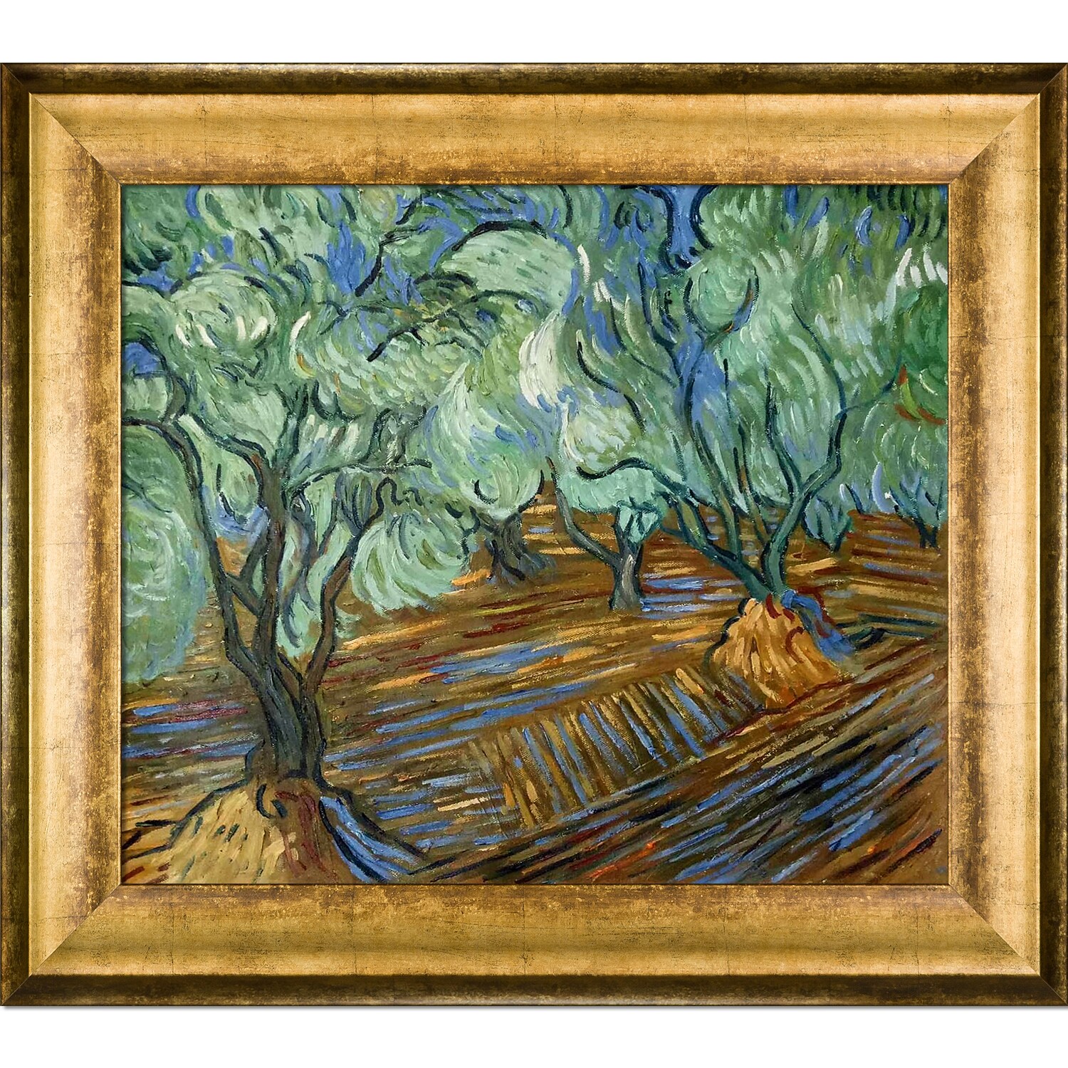 La Pastiche Olive Tree Vincent Van Gogh Gold Wood Framed 27-in H x 31 ...