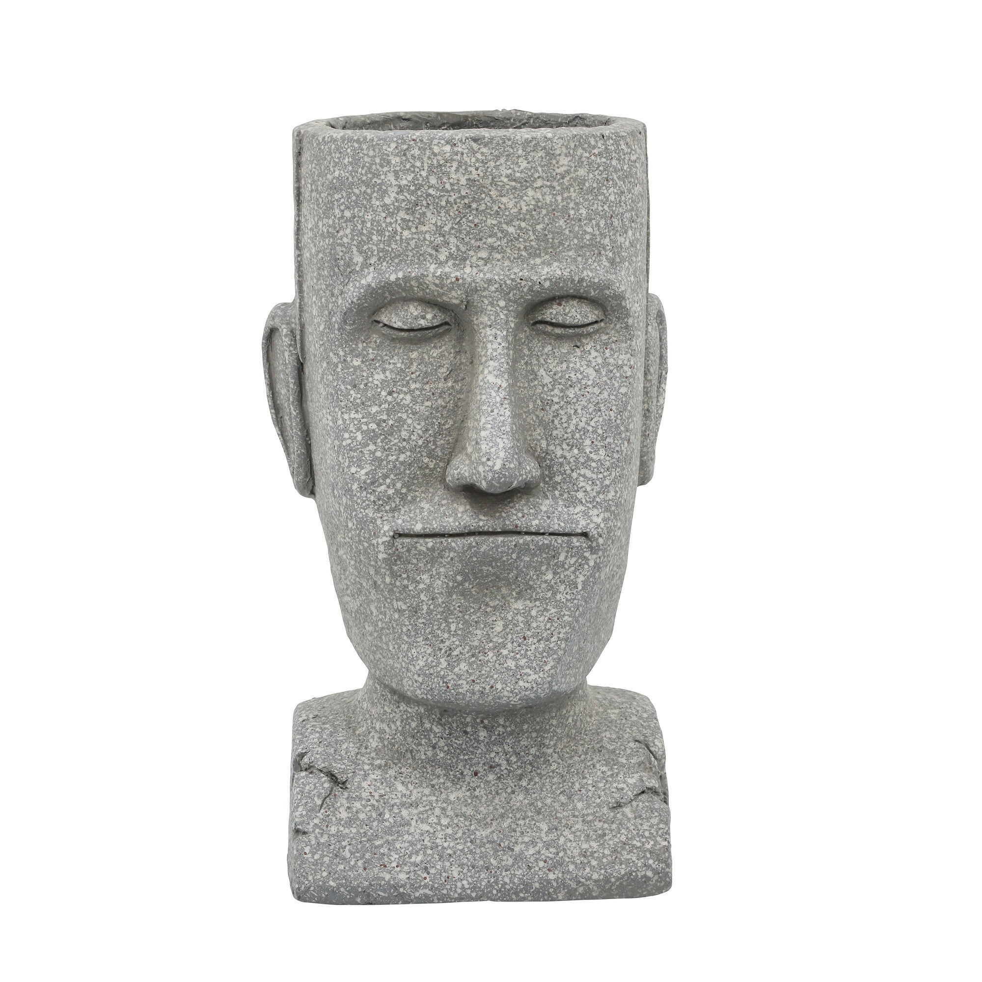 Benzara BM238188 Round 8-in W x 15-in H Gray Resin Indoor/Outdoor Planter