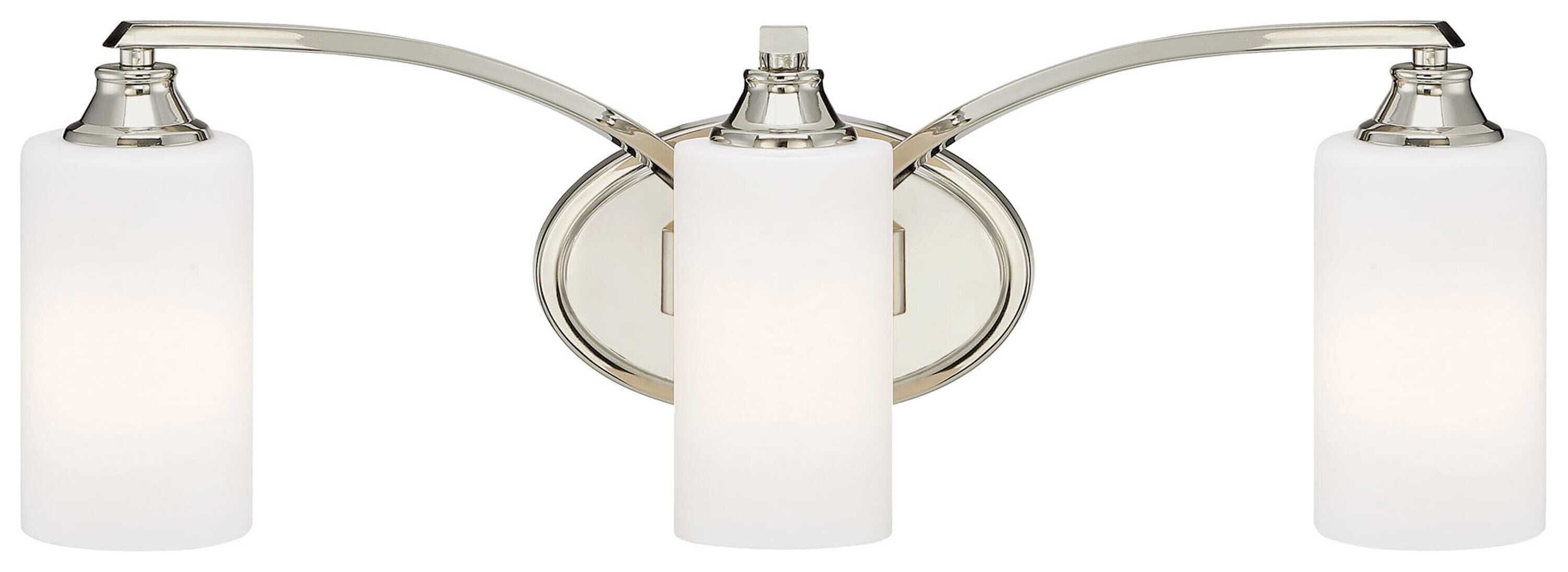 Elegant Polished Nickel 3-Light Bath Vanity with Etched Opal Glass Shades