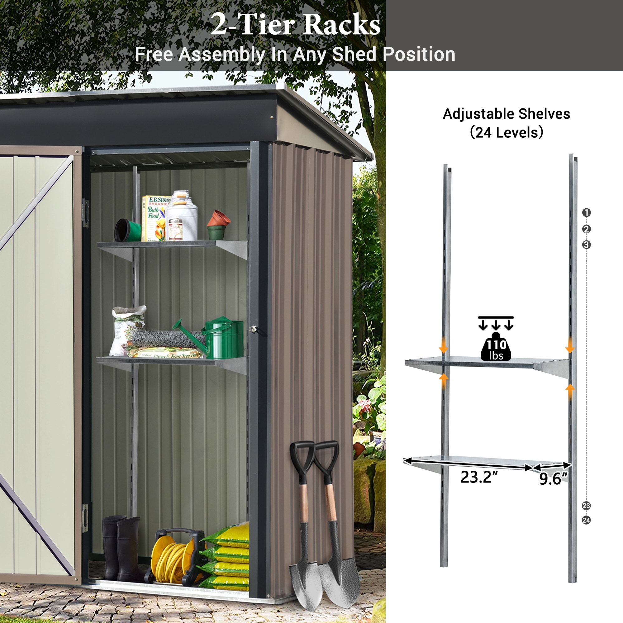 Maocao Hoom 5.07-ft x 2.83-ft Galvanized Steel Storage Shed in the ...