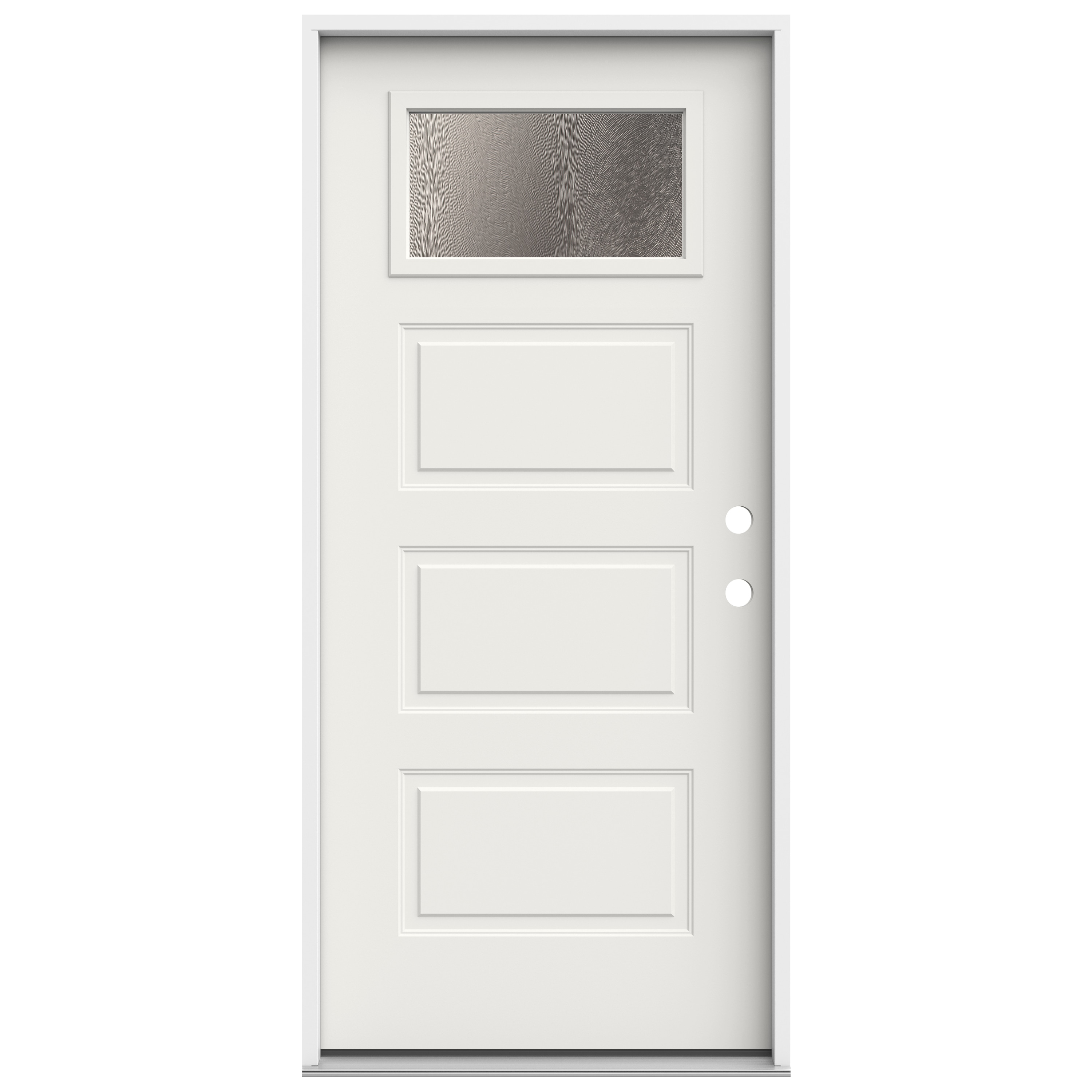 JELD-WEN LOWOLJW250300015 36-in x 80-in x 4-9/16-in Steel 1/4 lite Left-hand inswing White Painted Prehung Front Door Insulating core