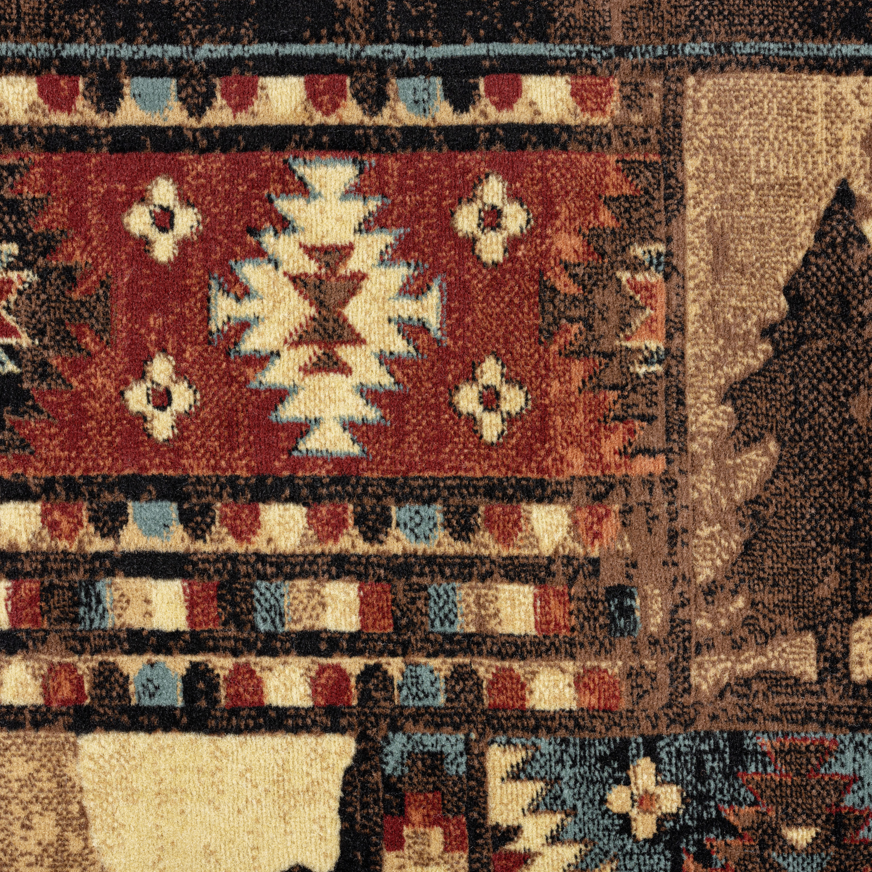 Buffalo Bear Rustic Red and Brown Area Rug