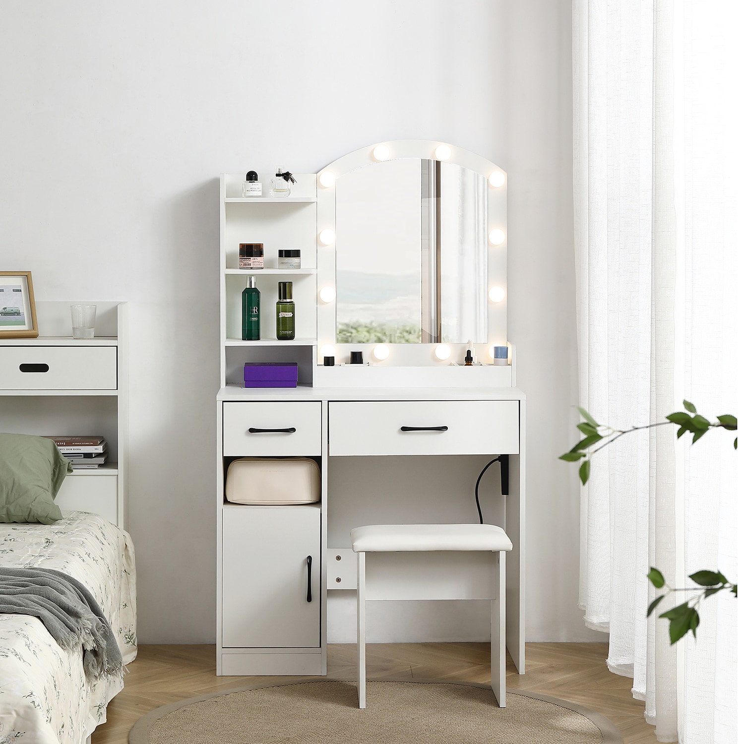 GZMR GZ-FD45161 32-in White Makeup Vanity