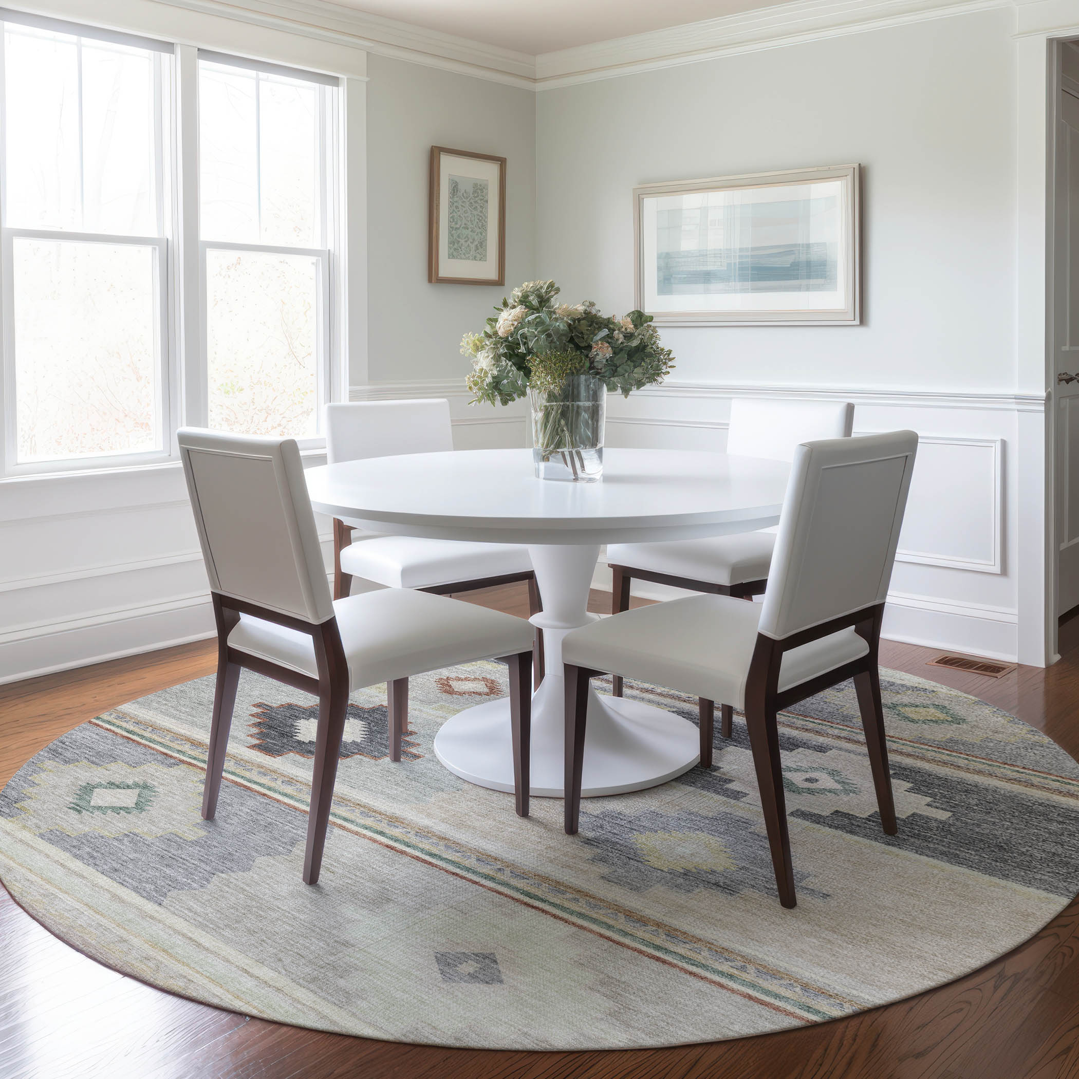 Addison Rugs AMF176GY8RO Mayfield AMF176GY 8 x 8 (ft) Loomed Polyester Gray Round Indoor Geometric Machine washable Area rug