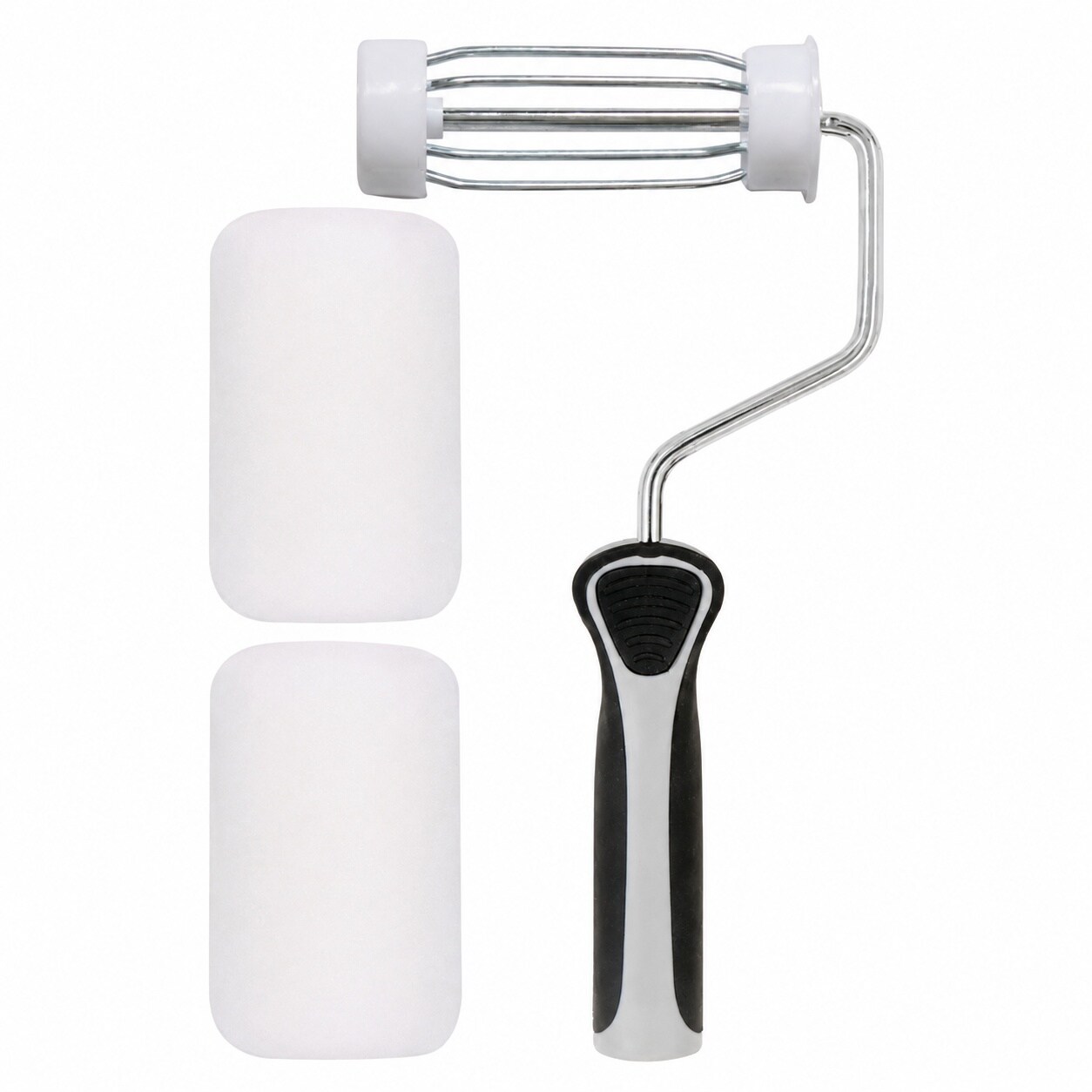 Phyfalip  4 Inch Mini Paint Roller Set Three Eighths Nap Lint Free Covers Ergonomic Handle for Walls Trim Detail Interior Painting Extension Pole