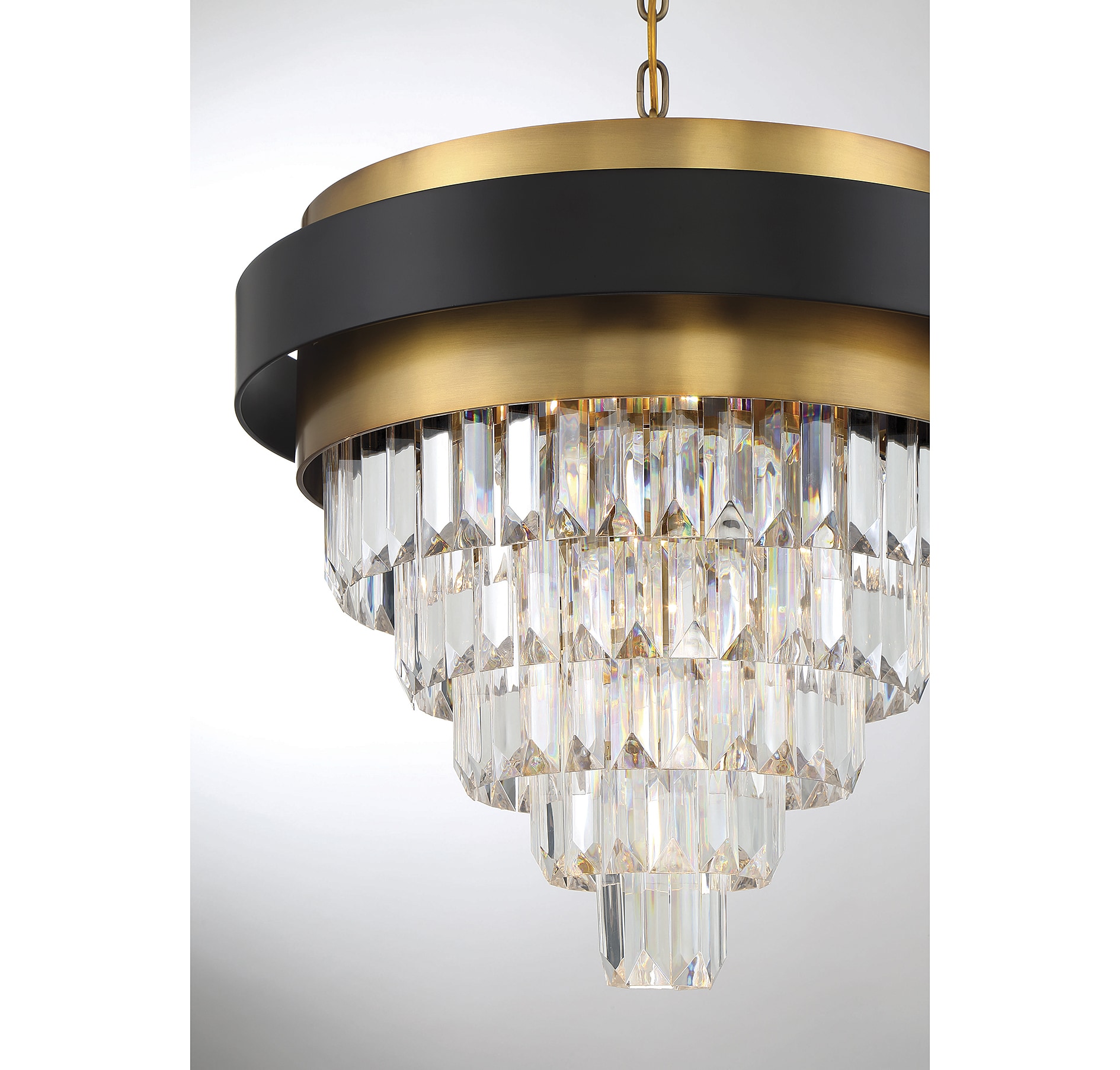 Matte Black and Warm Brass 4-Light Acrylic Gem Chandelier