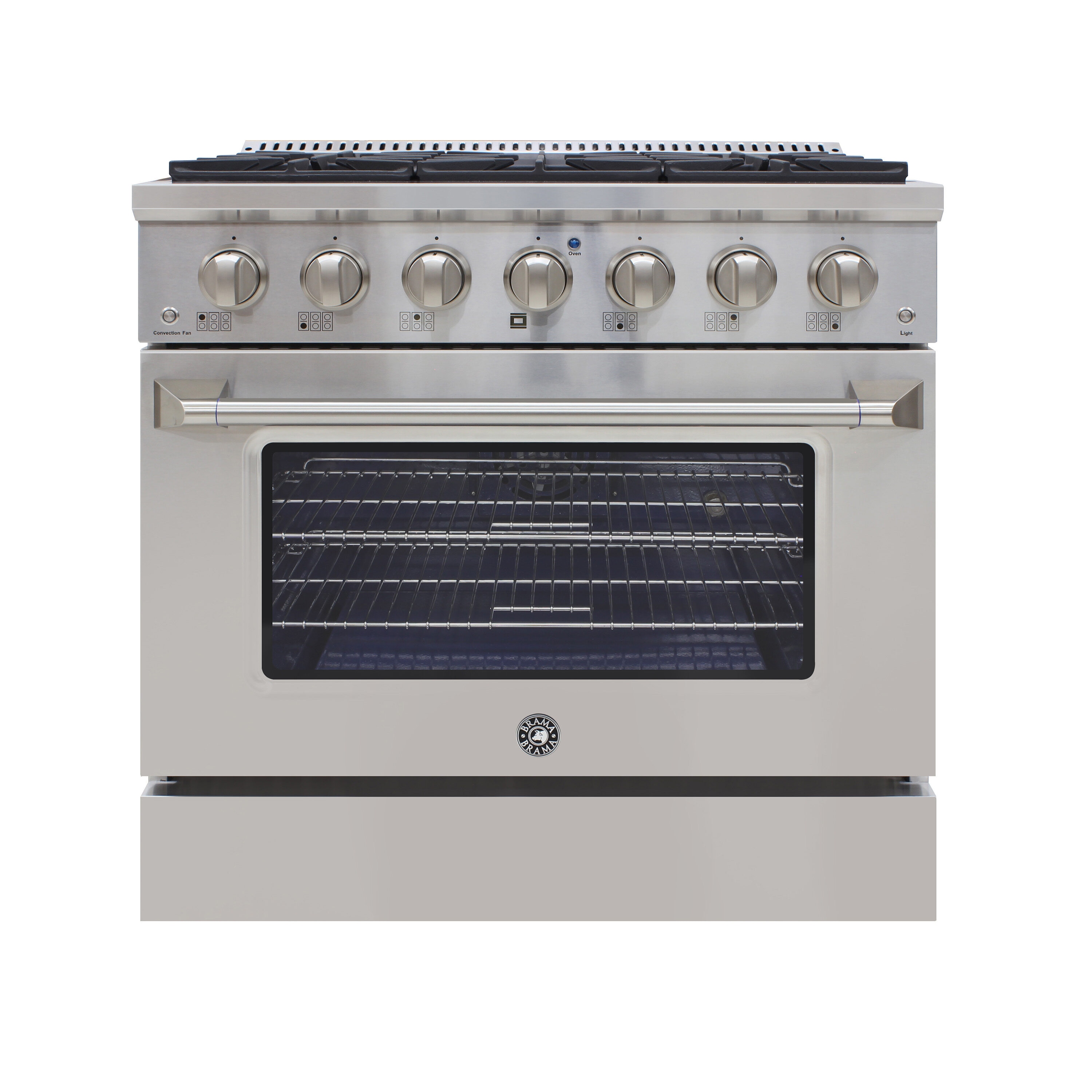 Brama BR-36SSGG 36-in 6 burners 5.2-cu ft Convection Oven Slide-In Natural Gas Range ( Stainless Steel )