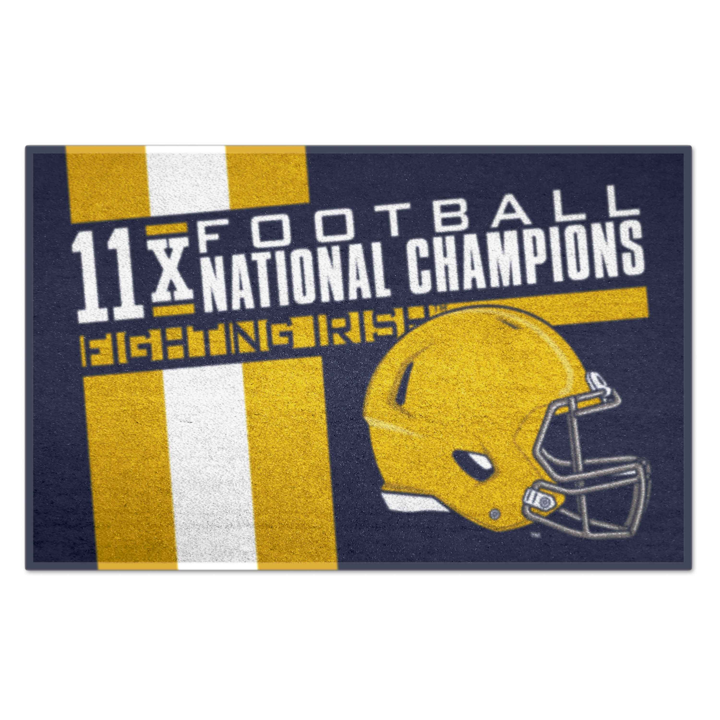 FANMATS 25941 Notre Dame Fighting Irish 2-ft x 3-ft Navy Nylon Rectangular Indoor or outdoor Decorative Sports Door mat