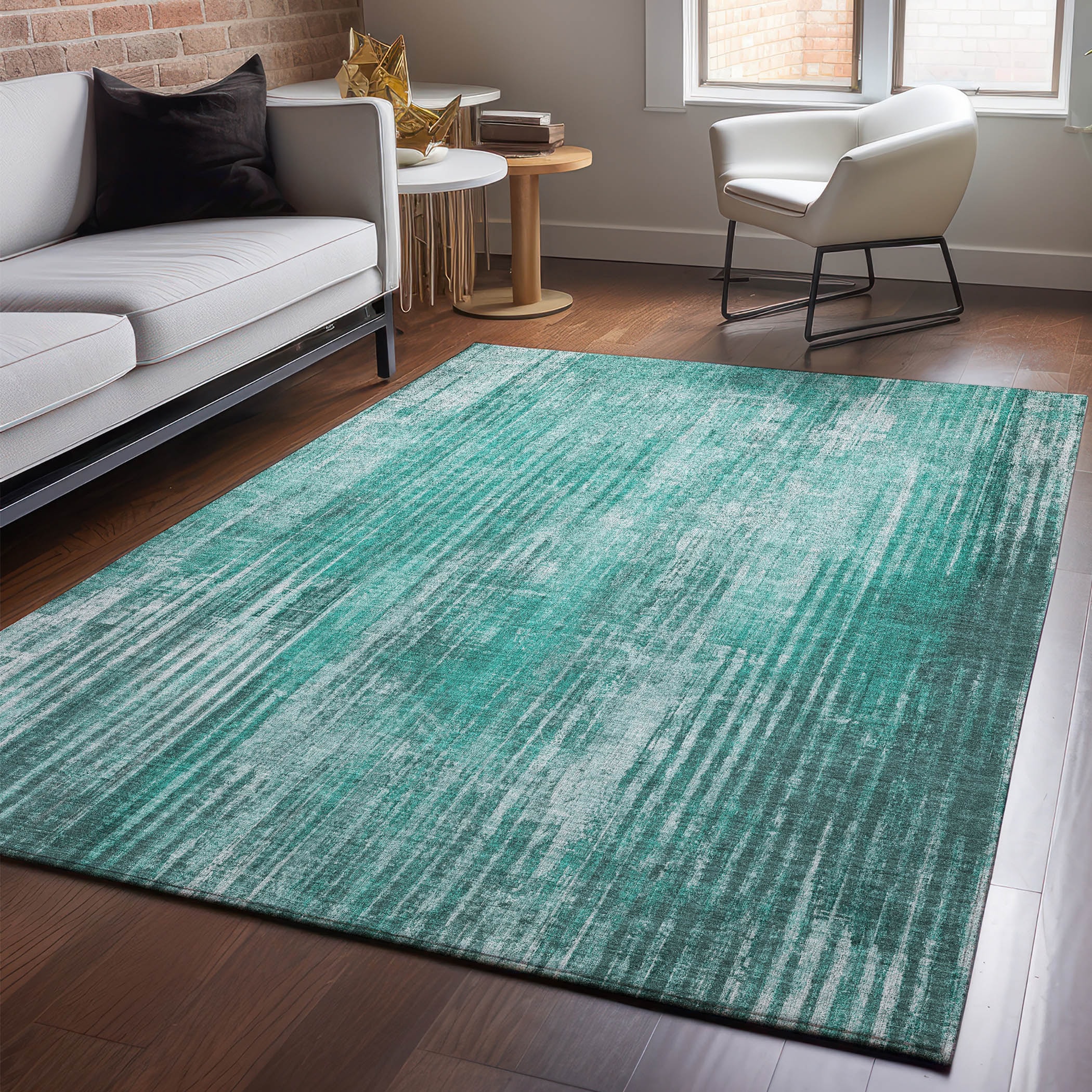 Addison Rugs AMF582TE5X8 Mayfield AMF582TE 5 x 7 (ft) Loomed Polyester Teal Rectangular Indoor Geometric Machine washable Area rug