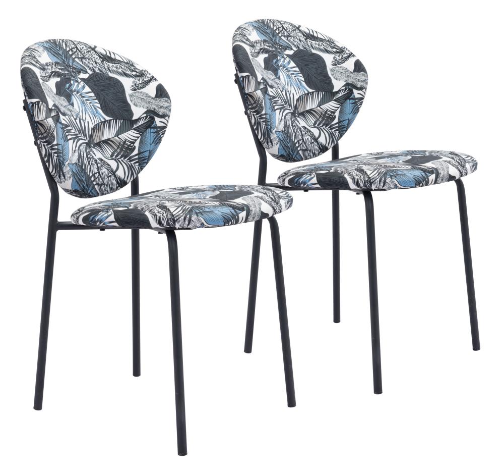 Zuo Modern 101522 Set of 2 Clyde Contemporary/Modern Polyester/Polyester Blend Upholstered Dining Side Chair (Metal Frame)