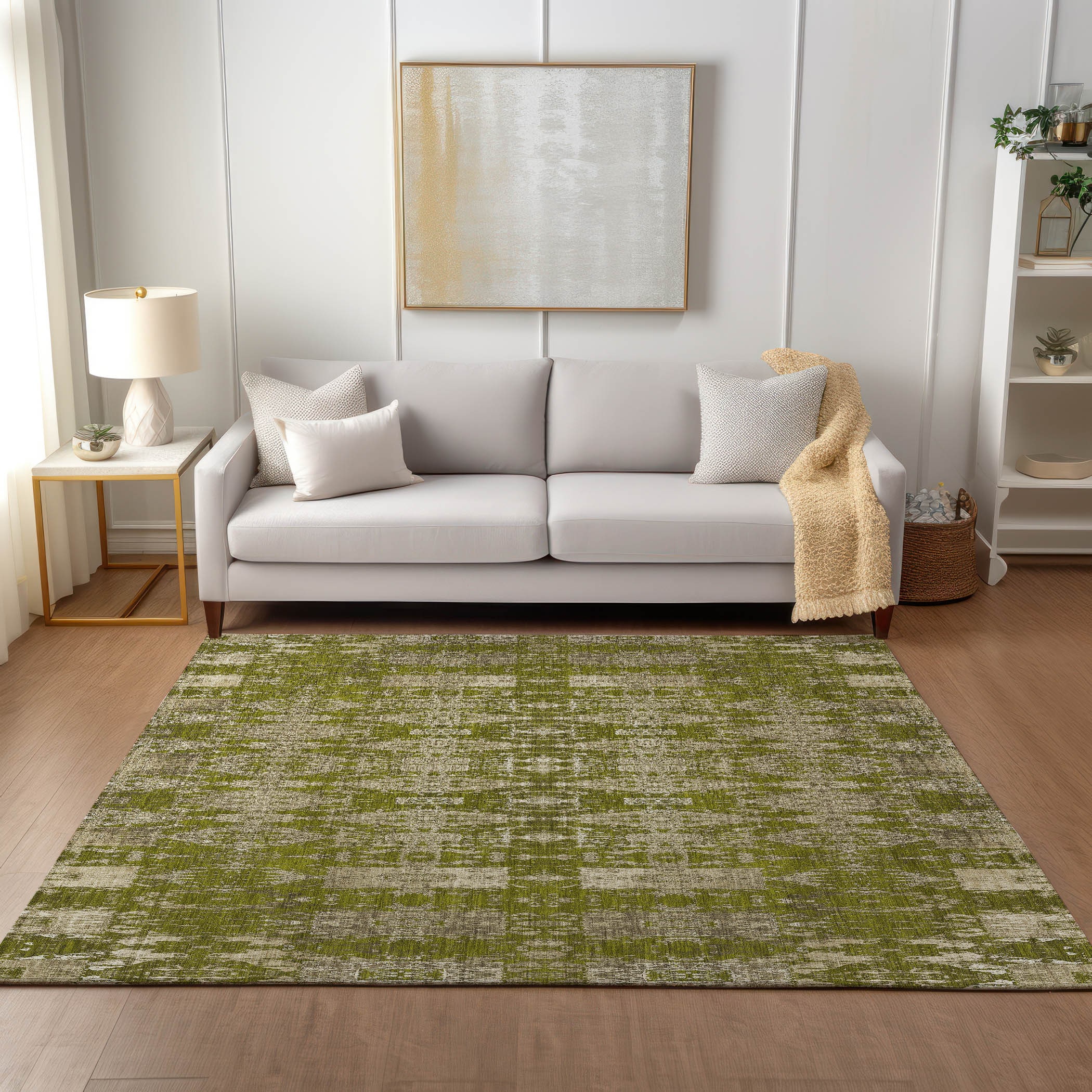 Addison Rugs ACN580OL5X8 Chantille ACN580OL 5 x 7 (ft) Polyester Olive Rectangular Indoor/Outdoor Geometric Machine washable Area rug