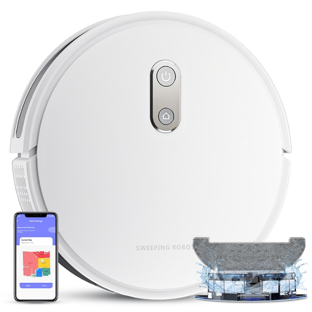 BEARSOLIM PSK10 Robotic Vacuum Wi-Fi Connected Automatic Charging Works with Alexa and APP Gyroscope Navigation 2.5 Hours 3000Pa Strong Suction
