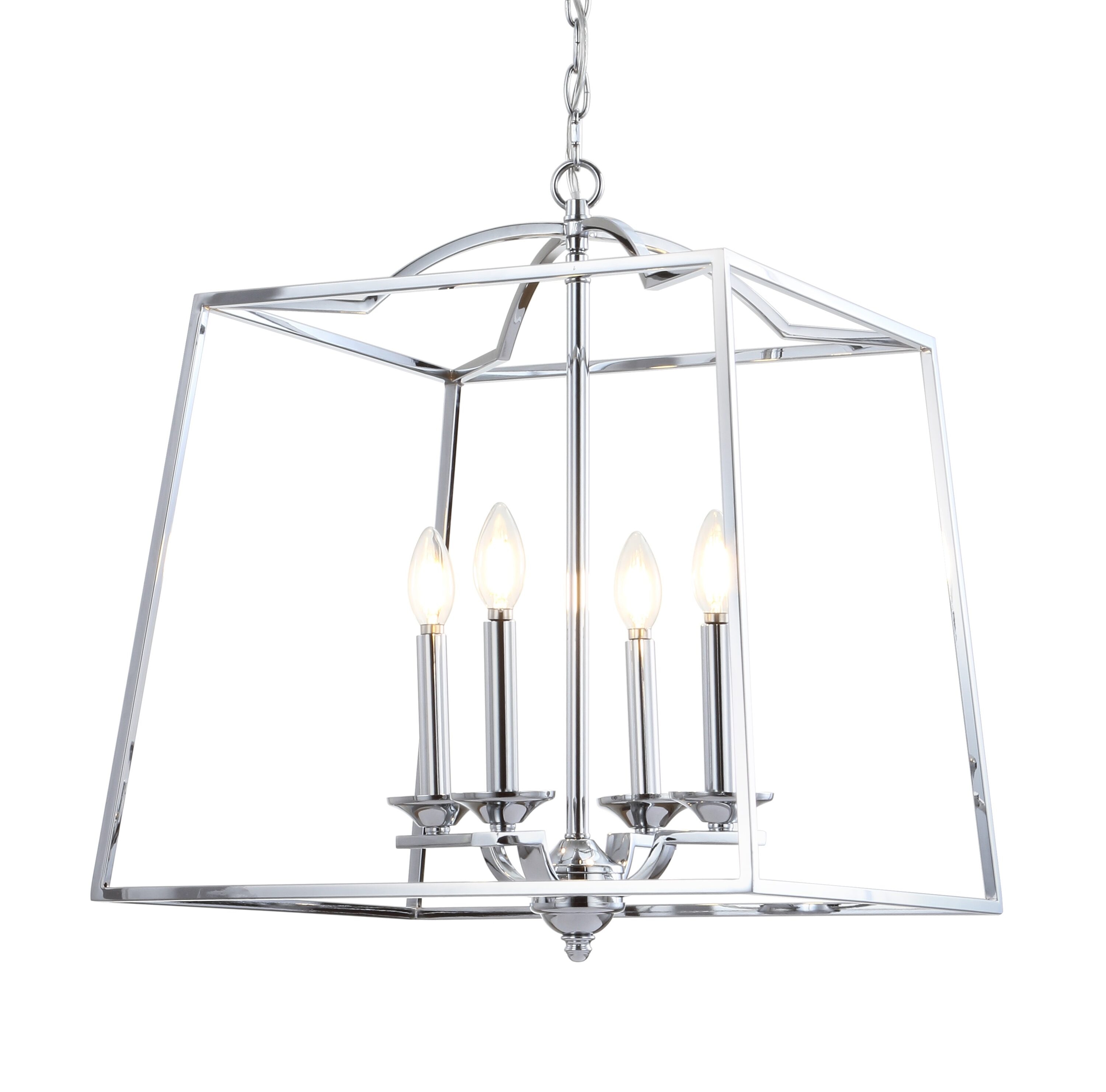 Gloria Polished Chrome 19" LED Lantern Pendant - Adjustable Height