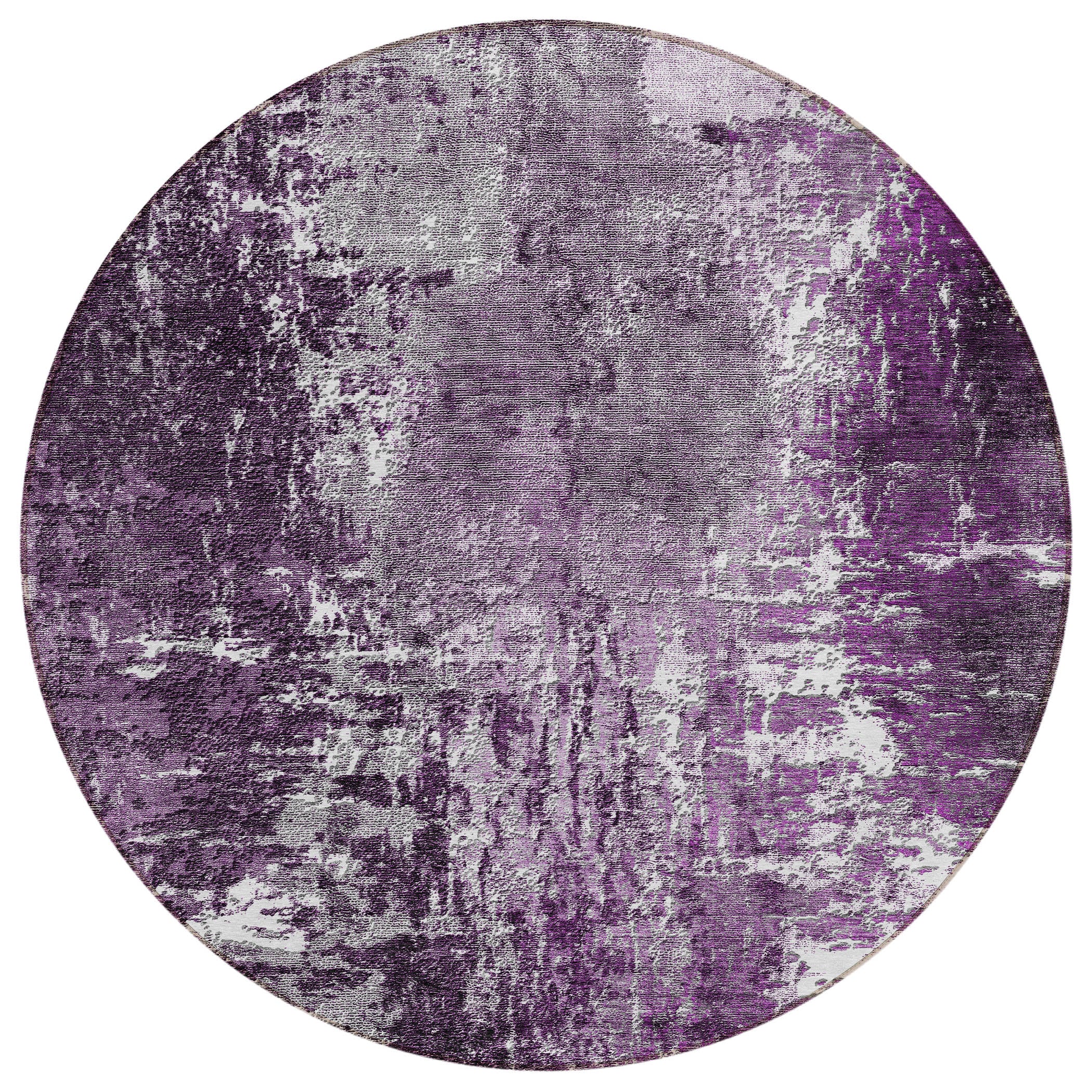Addison Rugs ACN718EG8RO Chantille ACN718EG 8 x 8 (ft) Polyester Eggplant Round Indoor/Outdoor Geometric Machine washable Area rug