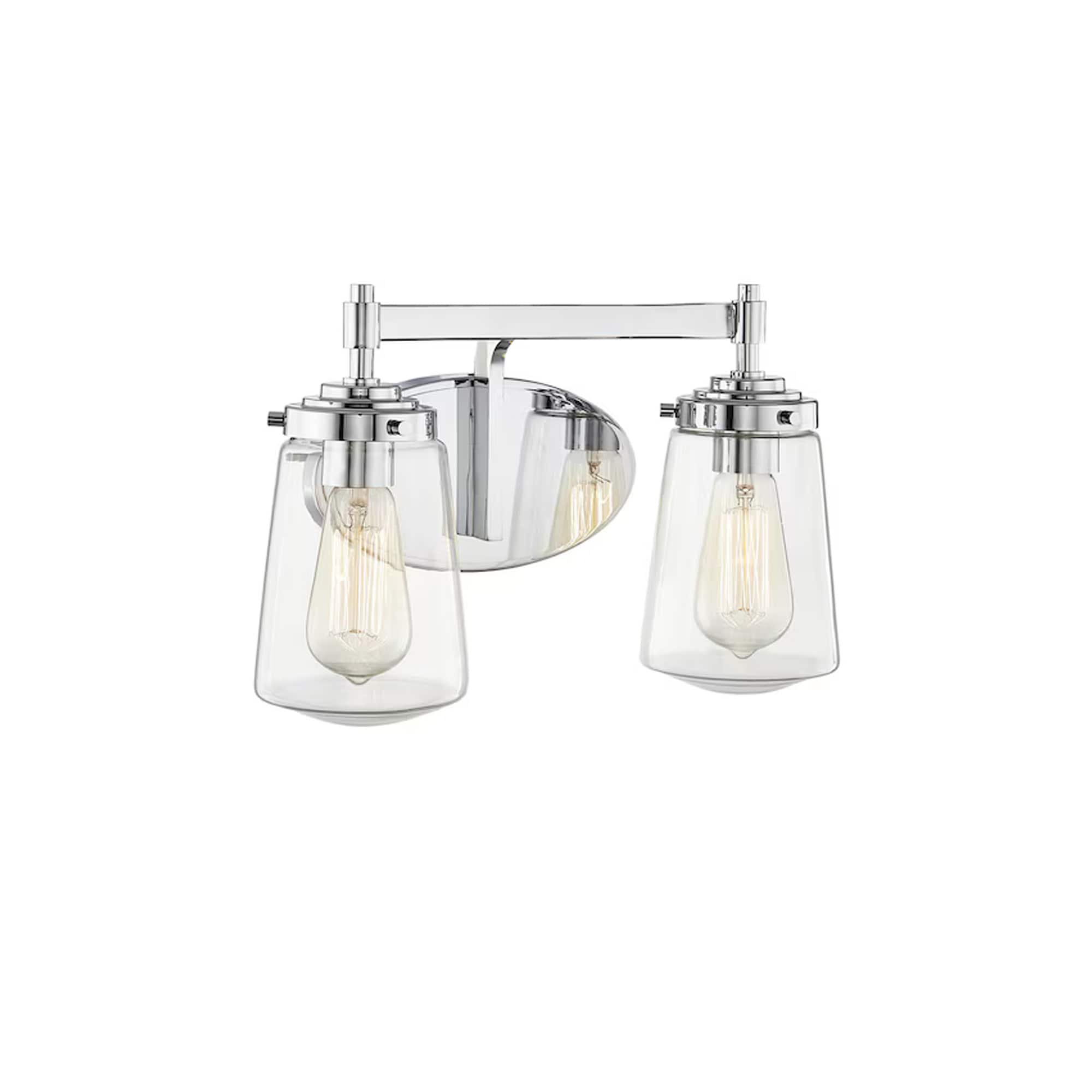 allen + roth FV24-033-CH Wyatt 14.3-in 2 -Light Polished Chrome Farmhouse Vanity light bar