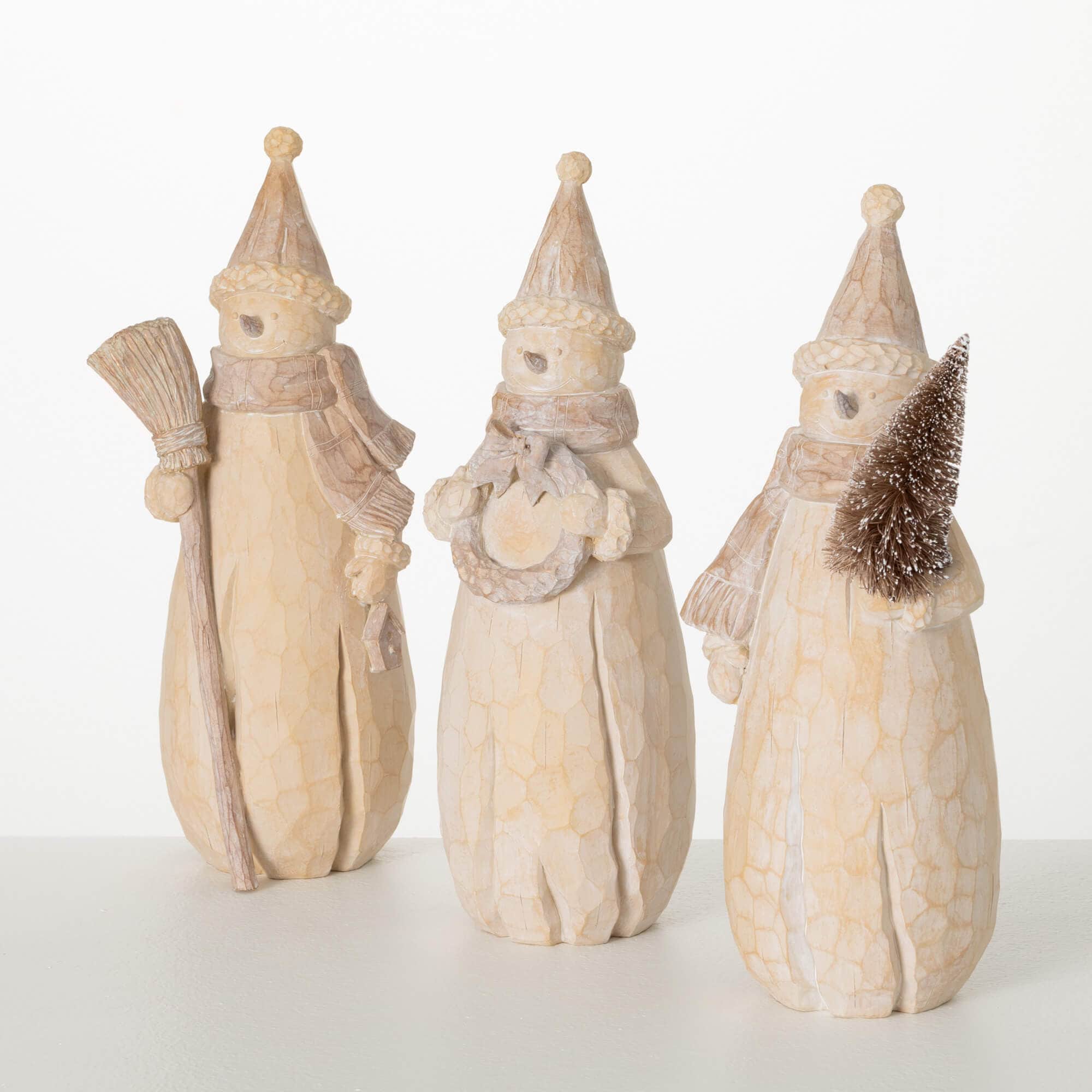 Sullivans PR2947 13.5-Inches Comfy Christmas Tabletop Decoration Snowman 3 -Pack Christmas Decor