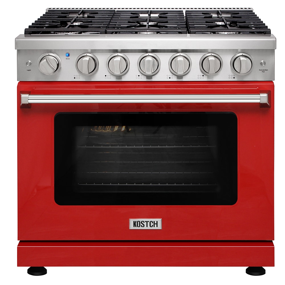 KOSTCH KOS-36RG03M-R 36-in 6 burners 6-cu ft Convection Oven Freestanding Natural Gas Range ( Red )