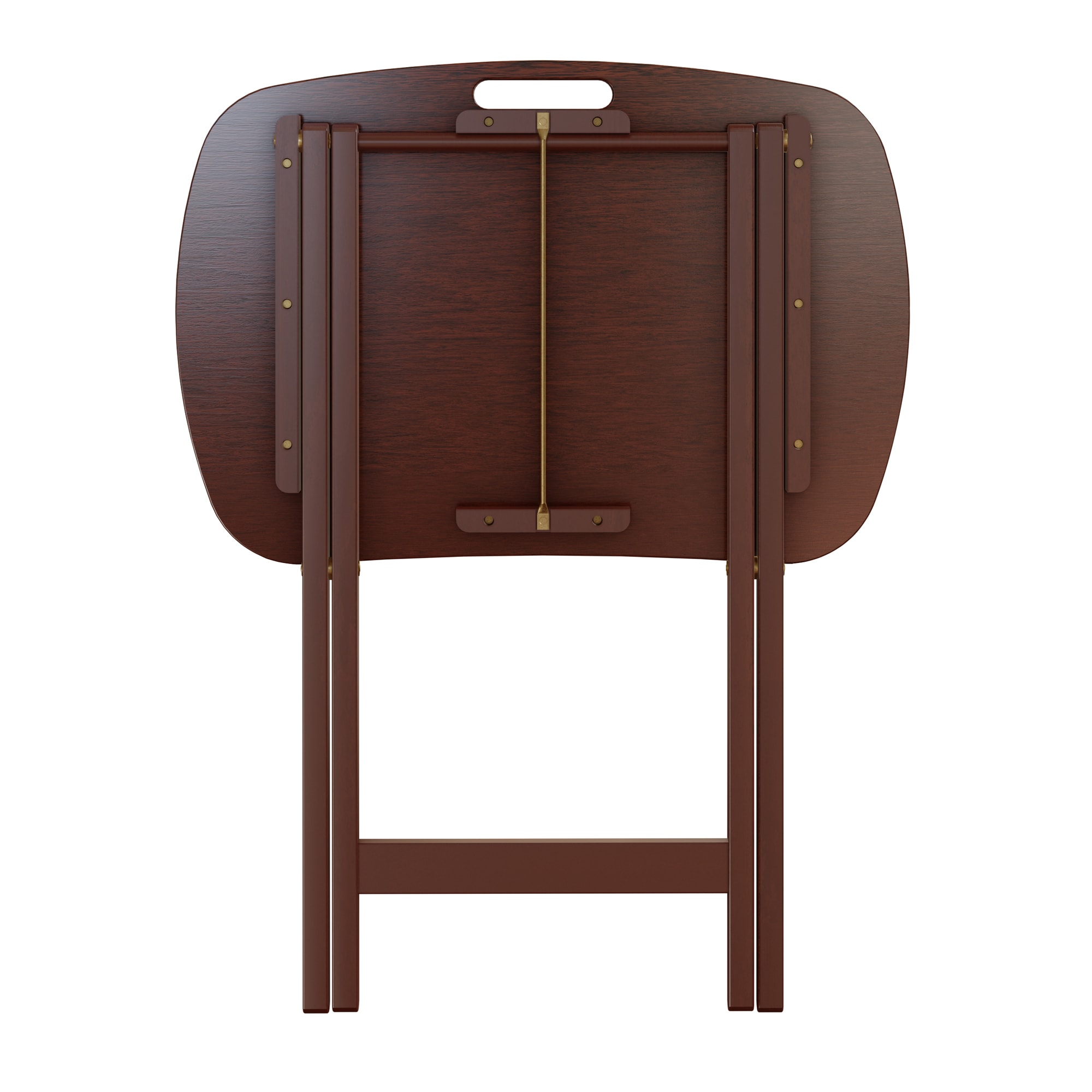 Transitional Walnut Brown 5-Pc Rectangular TV Table Set