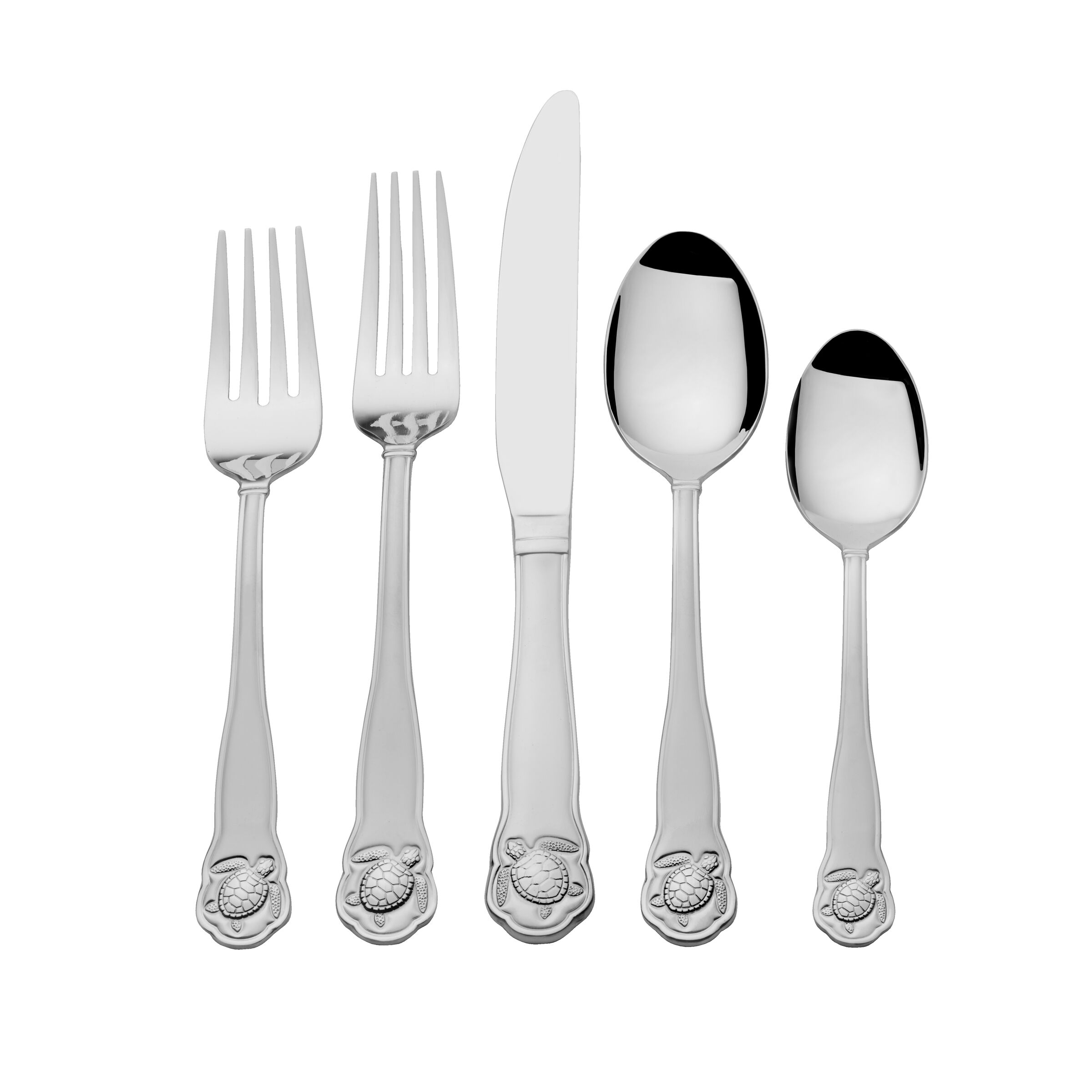 Outline Rainbow cutlery, small fork knife and spoon & big items.