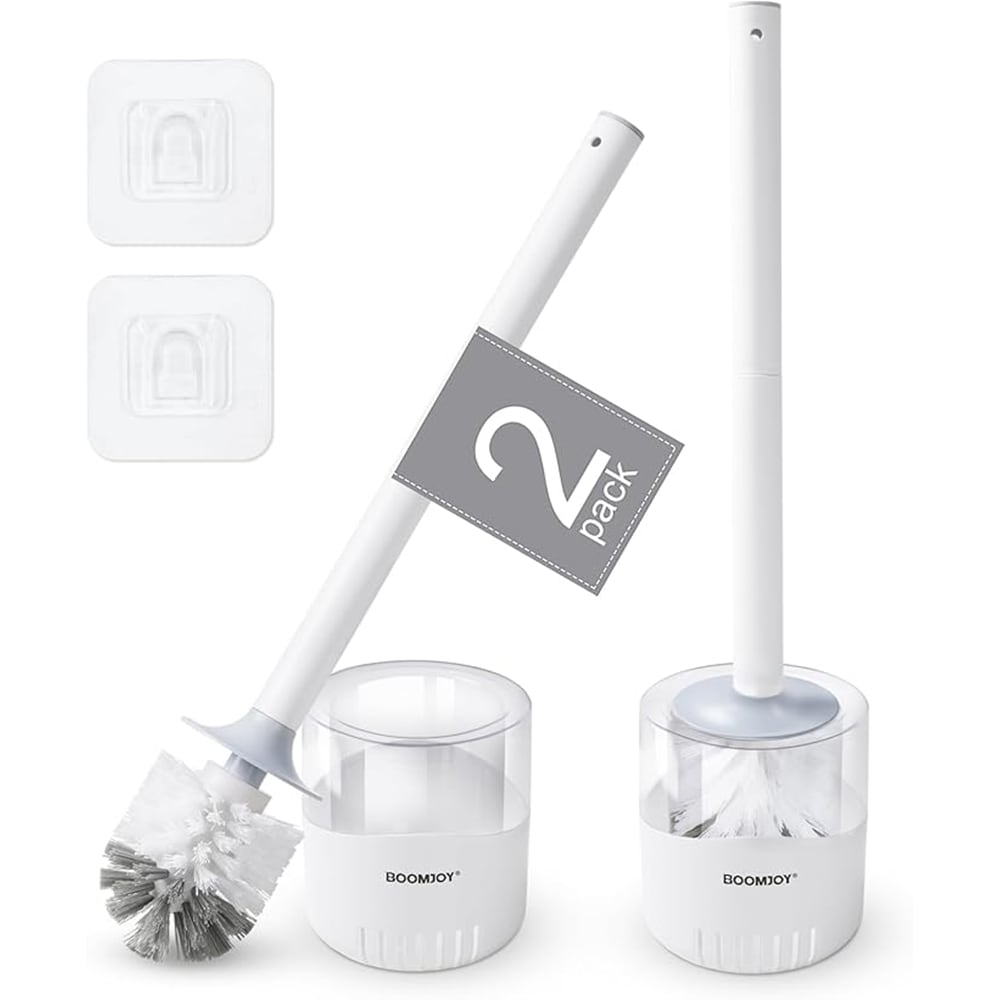 Boomjoy Toilet Brush Set With High Density PP Fiber Bristles Non Deform Non Shed For Stubborn Stains And Gap Cleaning