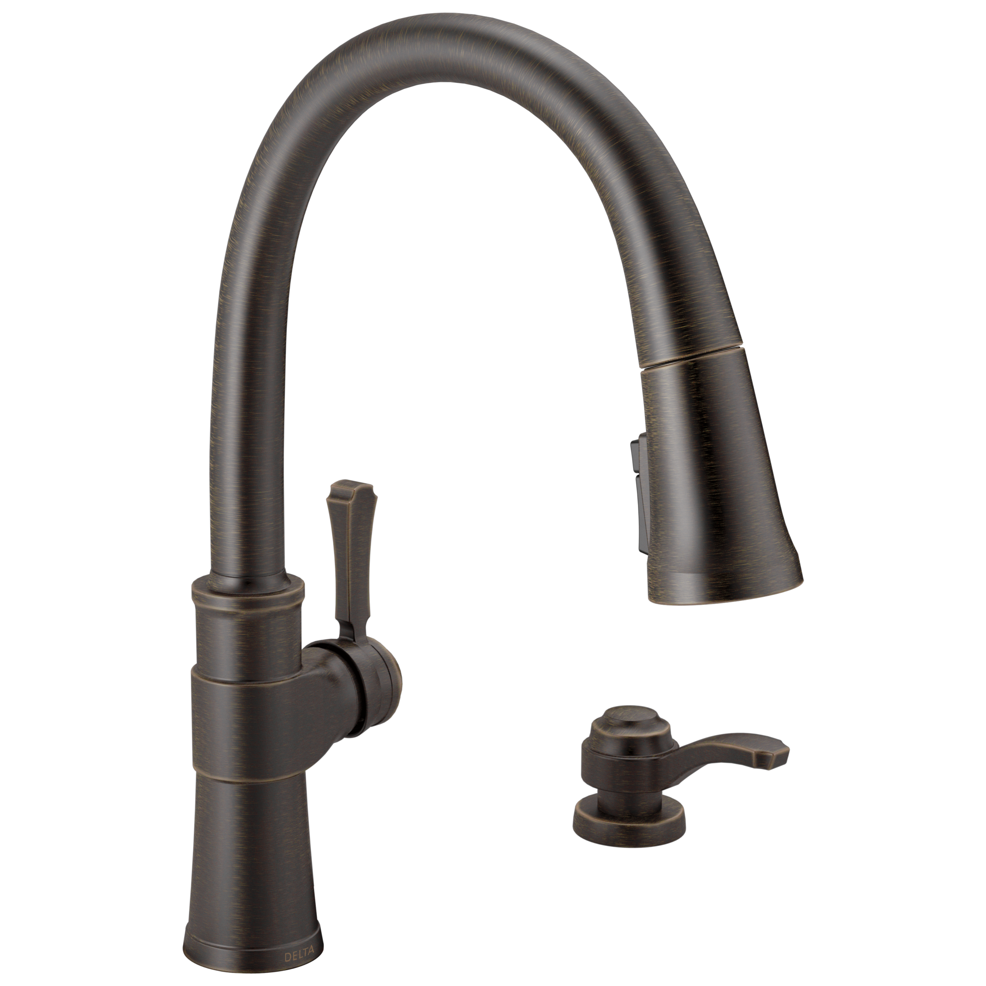 Delta 19964Z-RBSD-DST Spargo Venetian Bronze Single Handle Deck-mount Pull-down Kitchen Faucet with Sprayer ( Deck Plate Included ) (Soap Dispenser Included)