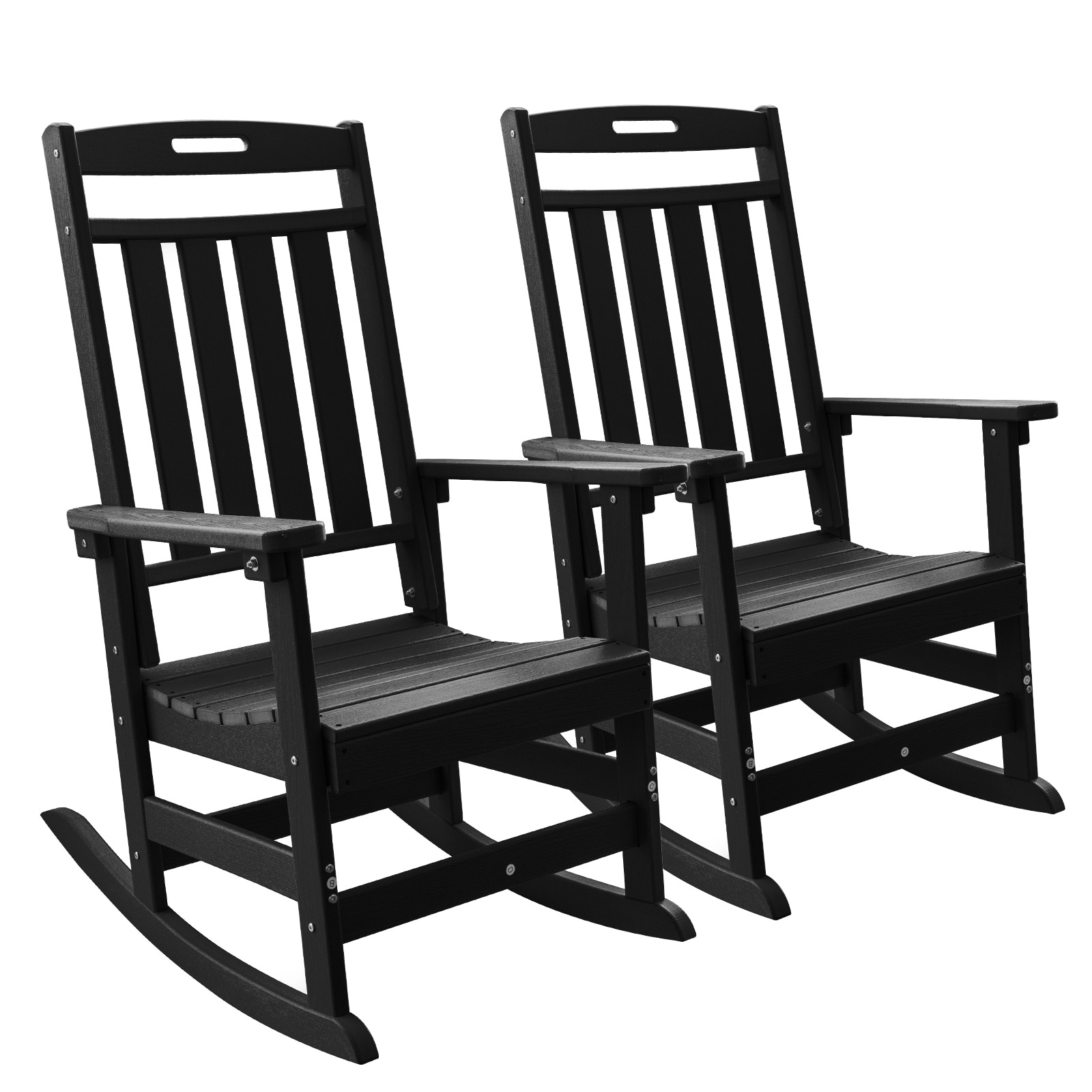 Upland YYRC-BK2 rocking chair Set of 2 Black HDPE Frame Rocking Chair with Black Solid Seat