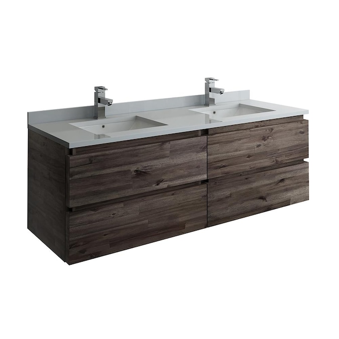 Acacia Wood Bathroom Vanity Cabinet, 60 Inch Double Sink Vanity Wood