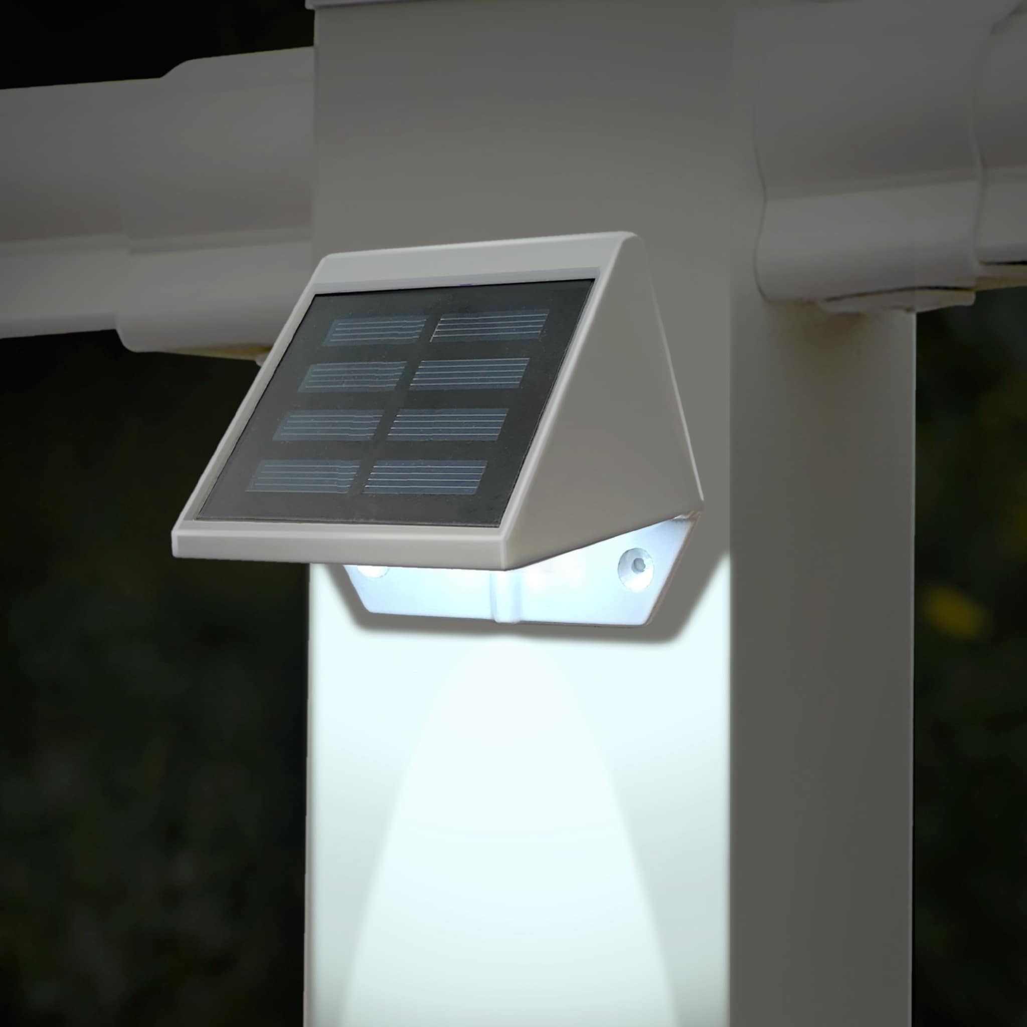 White Aluminum Solar LED Dusk-to-Dawn Post Cap Light