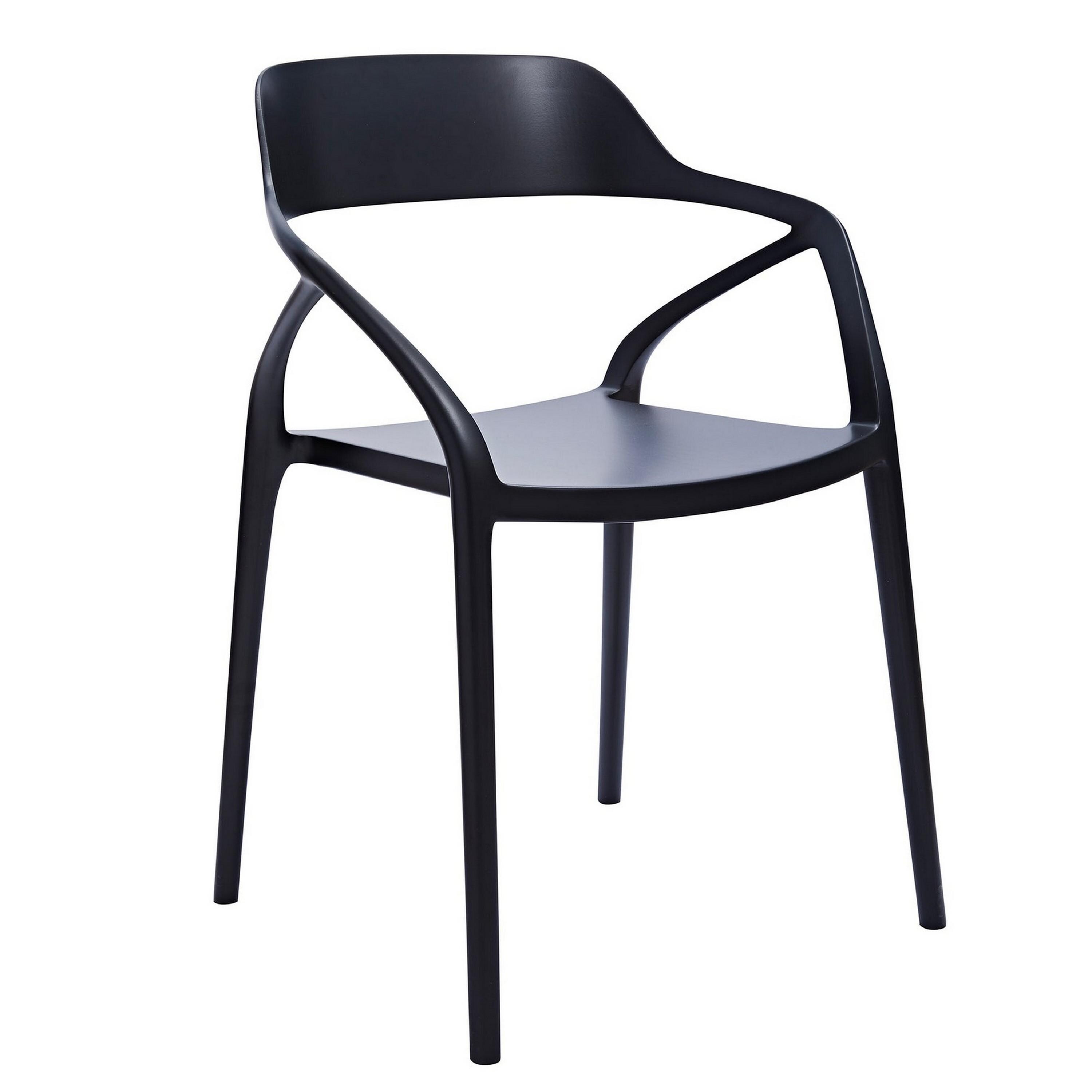 Benzara BM315398 Set of 4 Black Stationary Dining Chair with Solid Seat