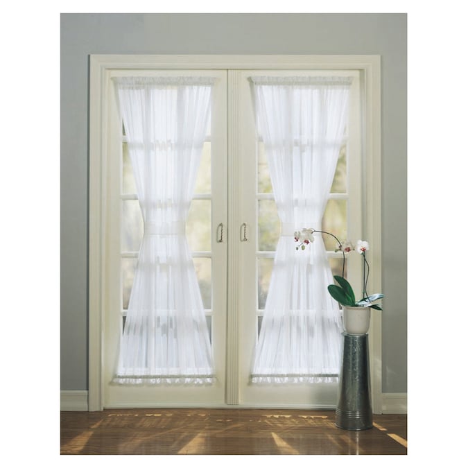 White Polyester Sheer Rod Pocket, Door Curtain Panels