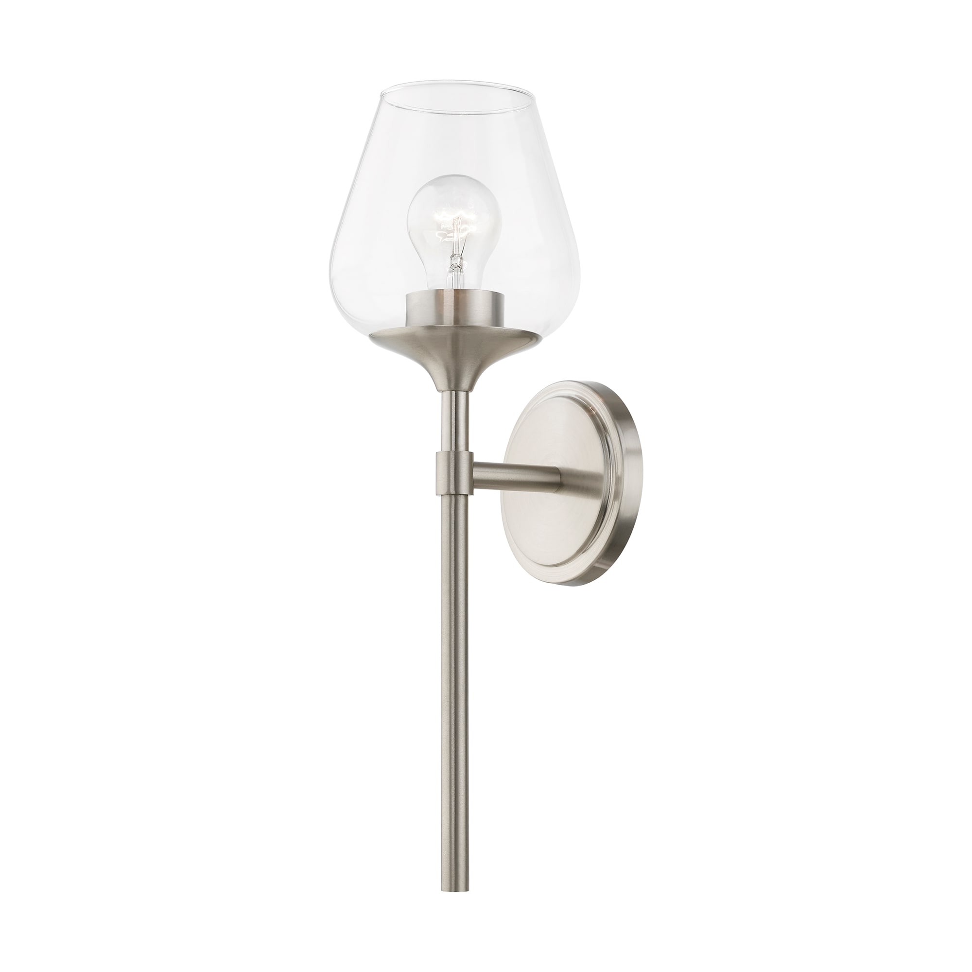 Brushed Nickel Vanity Sconce with Clear Glass Shade