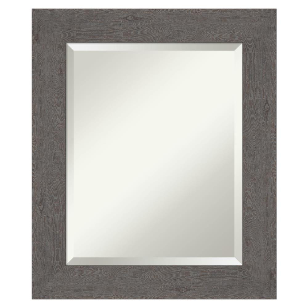 Amanti Art DSW4593021 Rustic Plank Grey Frame 21.38-in x 25.38-in Framed Bathroom Vanity Mirror (Distressed Grey)