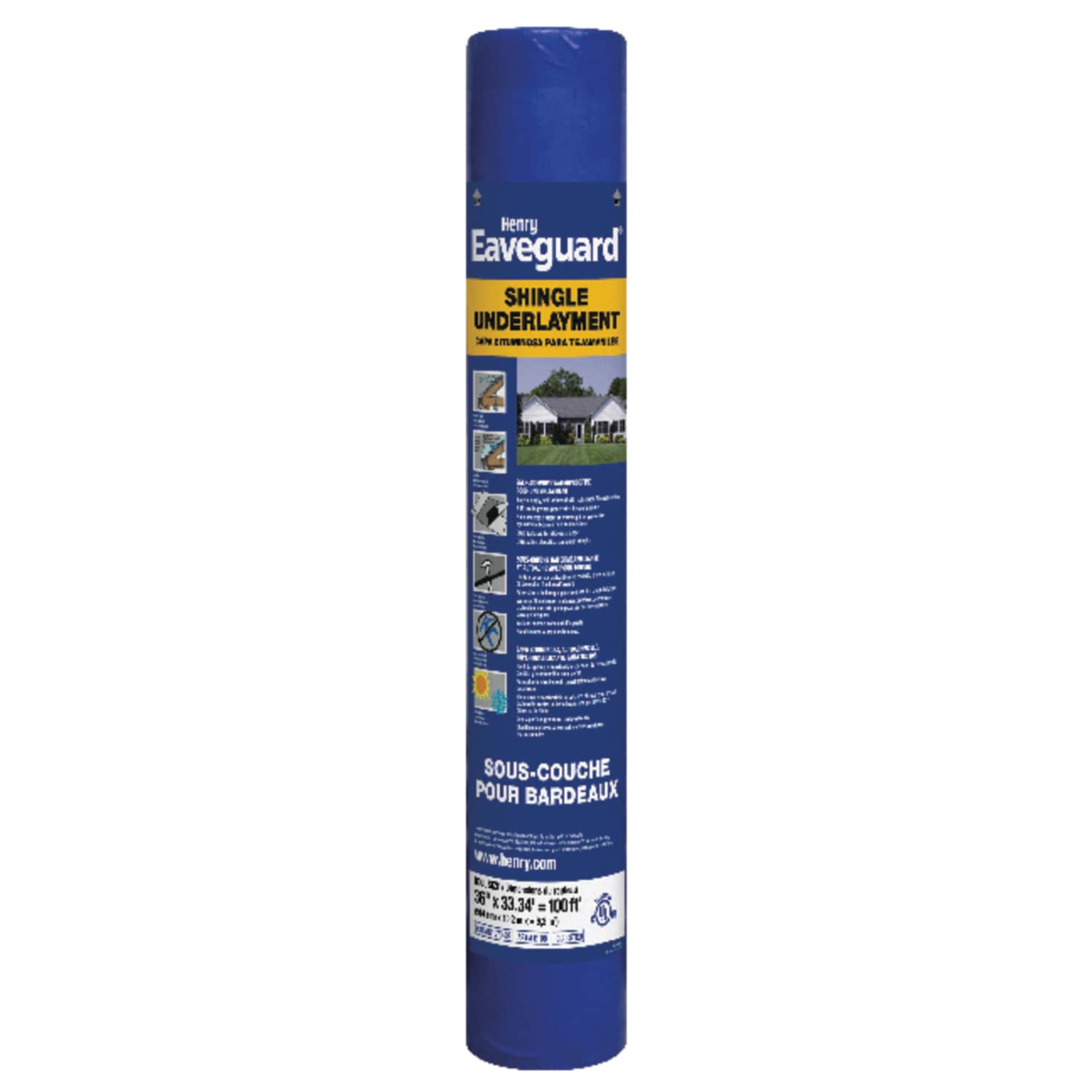 Henry  3 ft. W X 33.3 ft. L Fiberglass Self Adhesive Shingle Underlayment 15 lb Blue