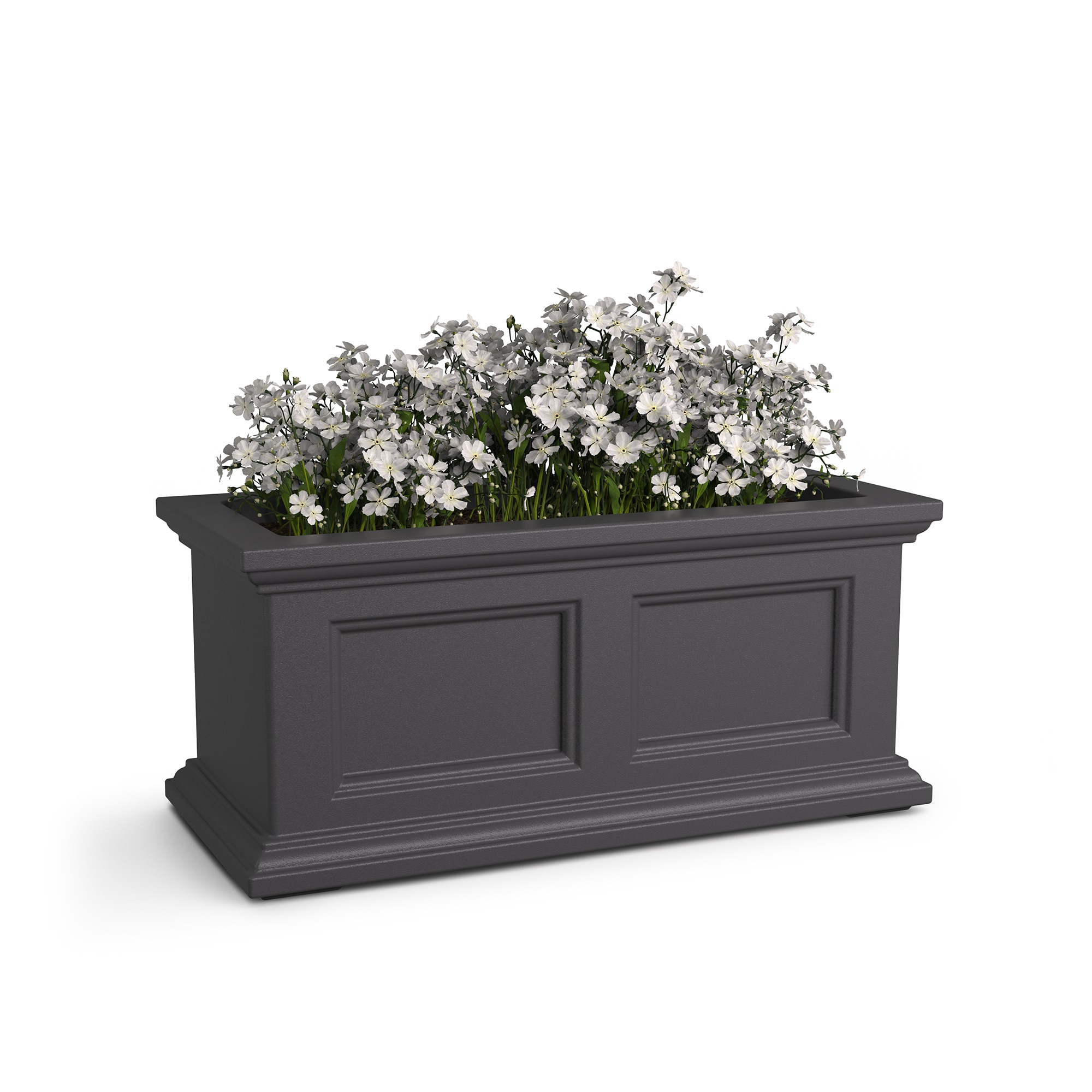 Mayne 4882-GRG Rectangle 24-in W Medium Gray Plastic Outdoor Window box with Drainage Holes with Self Watering
