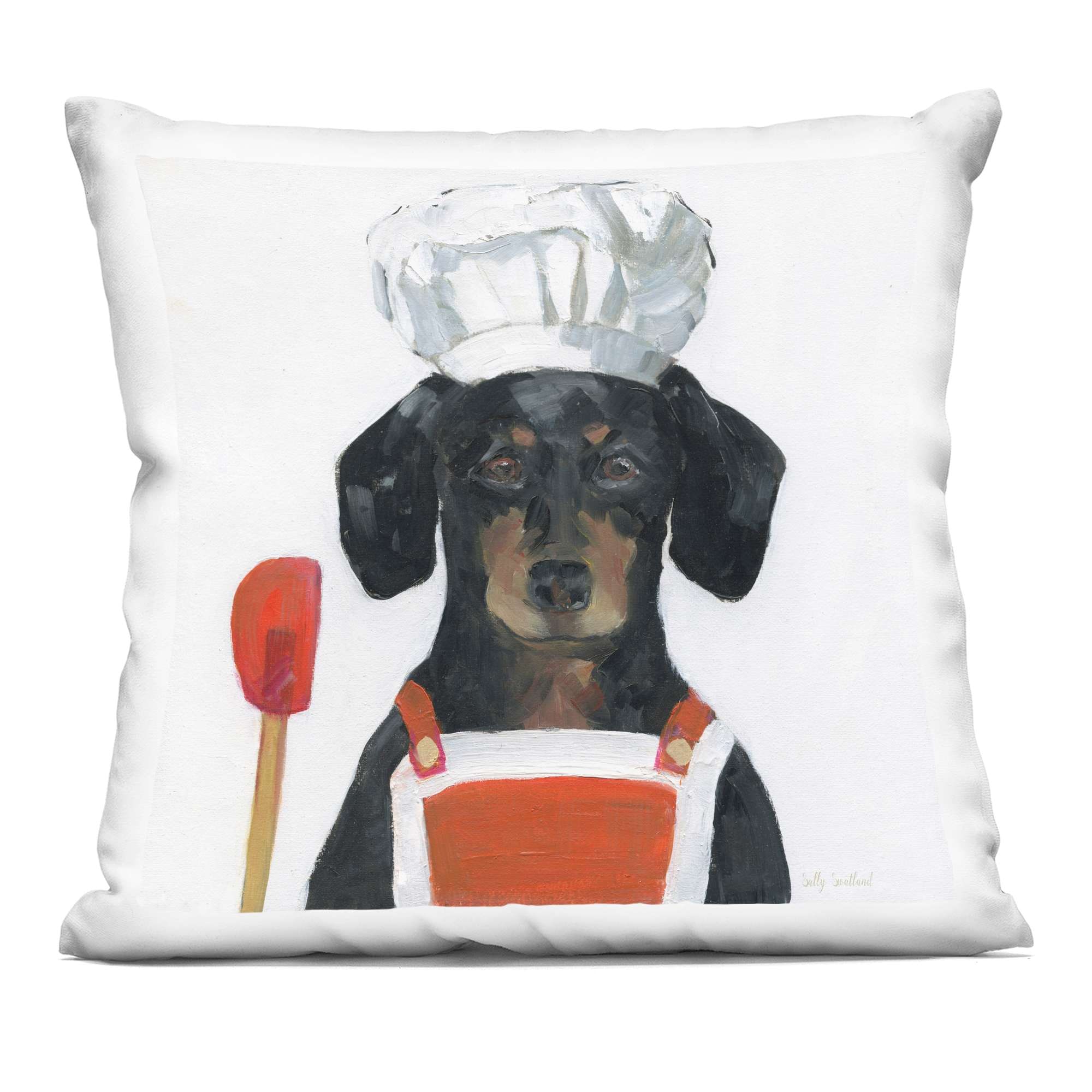 Stupell Industries PLP-226-SQW-18X18 Kitchen Chef Dog Decorative Printed Pillow Design by Sally Swatland
