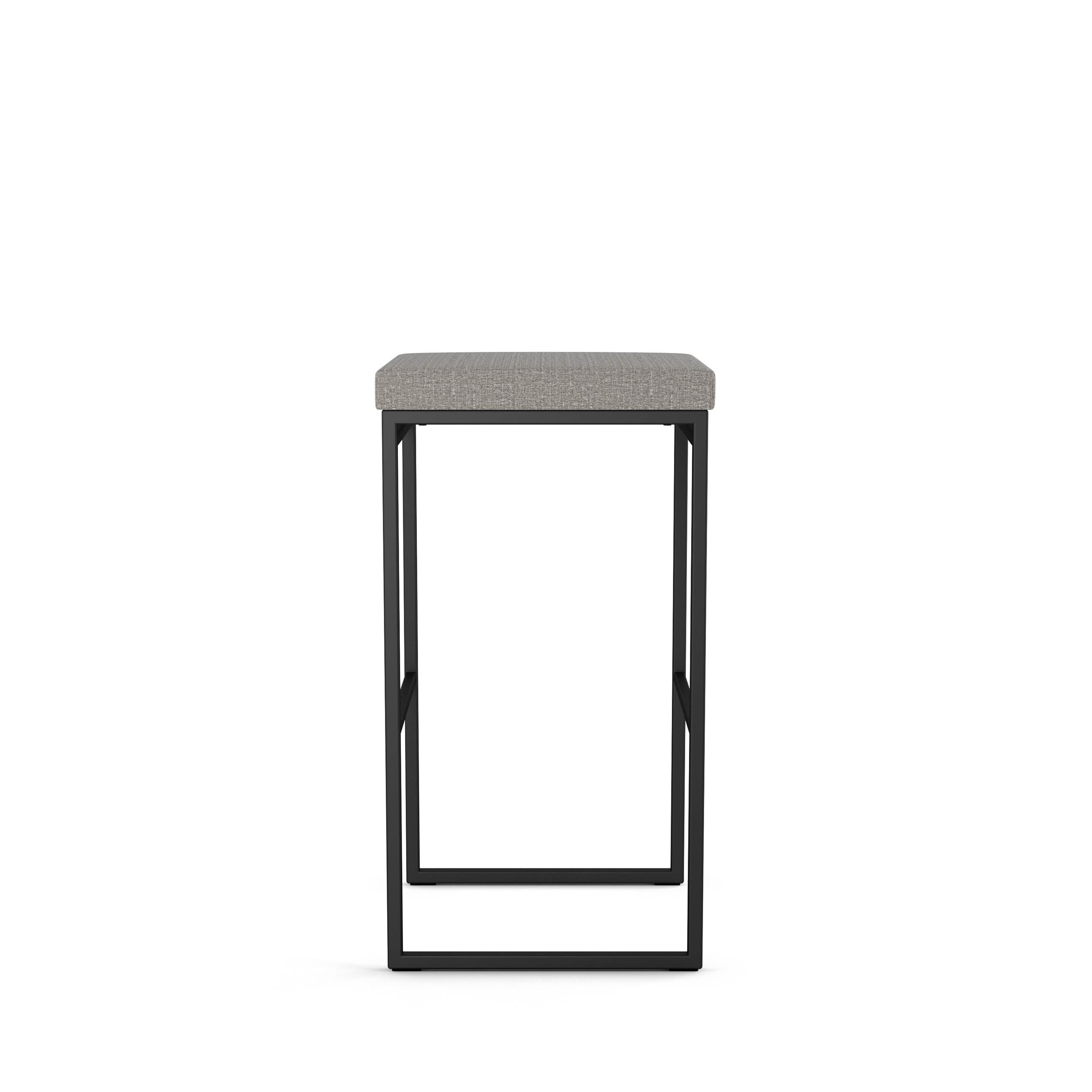 Silver Grey Polyester and Black Metal Backless Counter Stool
