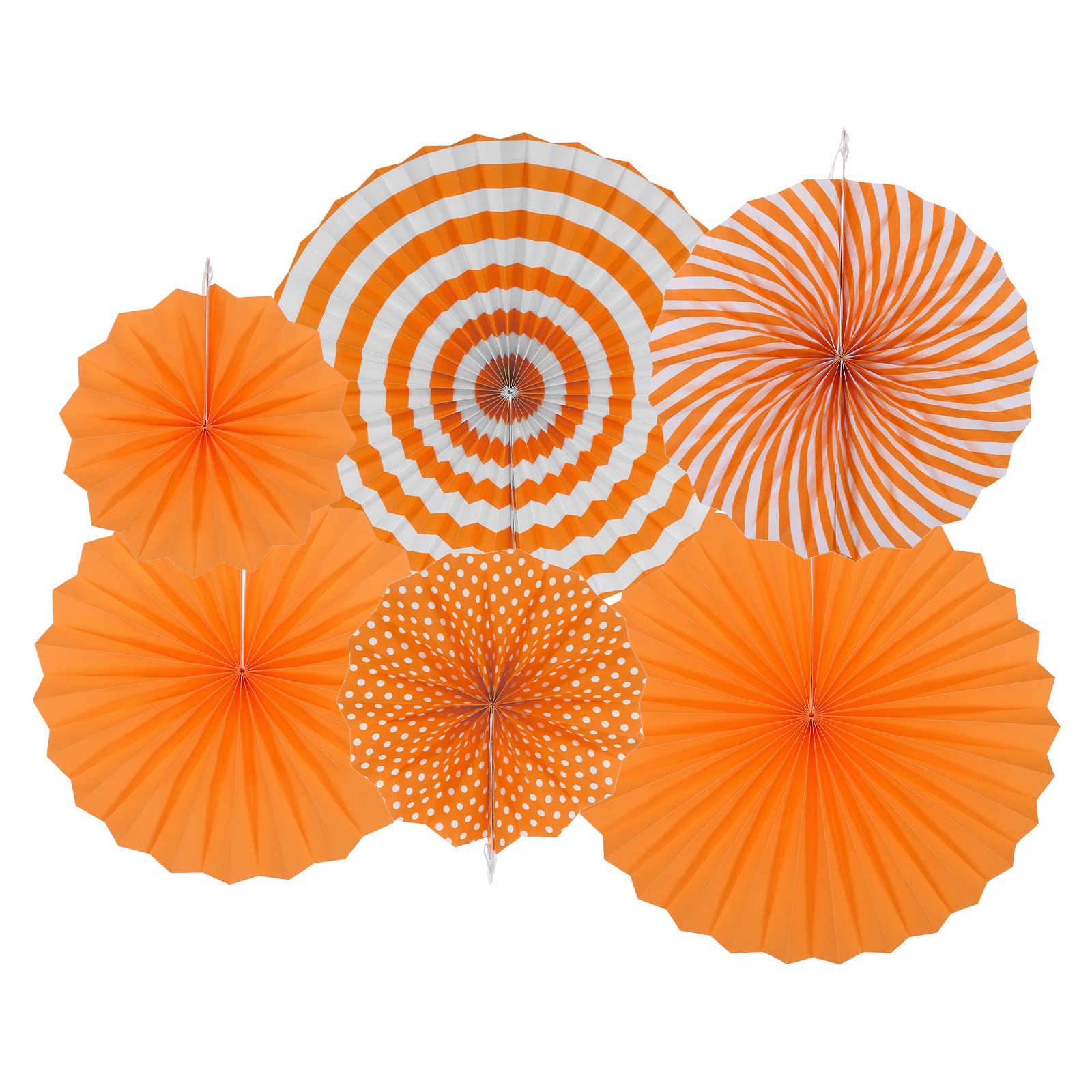 Unique Bargains Hanging Paper Fans Party Set 12pcs Round Pattern Hanging Paper Fans Decoration for HomeShopWall Birthday Wedding Graduation Events(Orange)