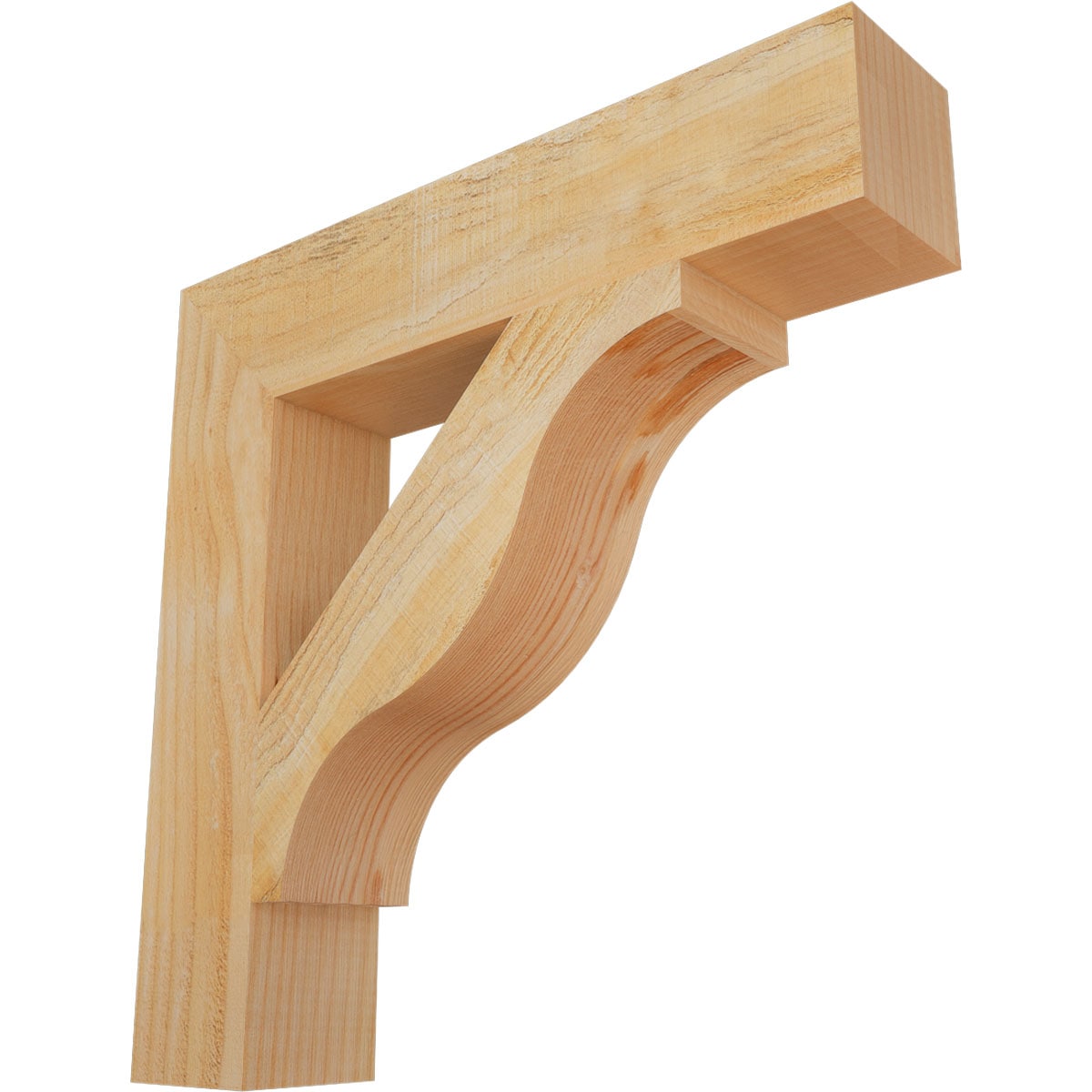 Ekena Millwork BKT04X20X20FST05RDF Funston Block Rough Sawn 4-in x 20-in x 20-in Douglas fir Brown Wood Standard bracket