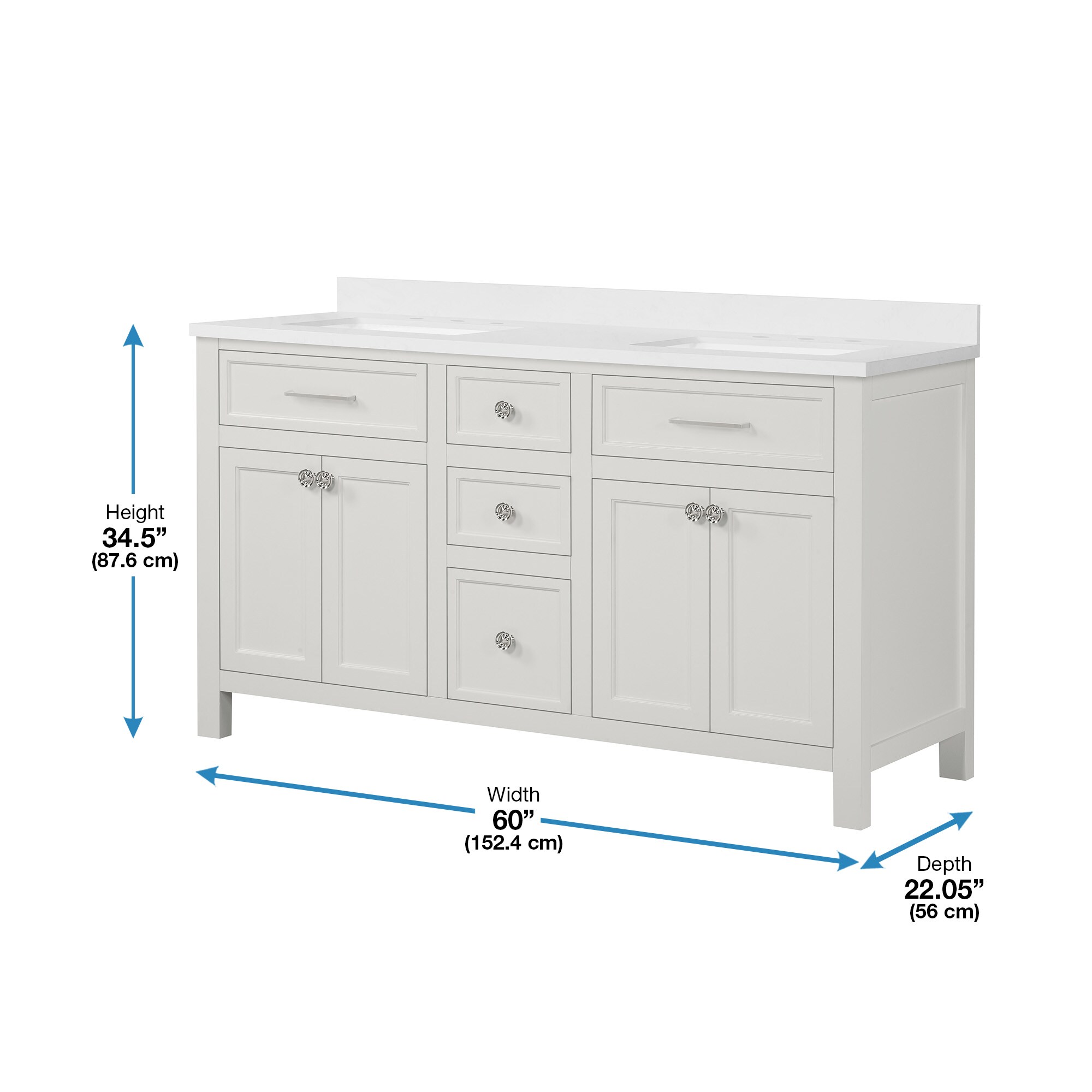 Martha Stewart Oakland 60-in White Undermount Double Sink Bathroom ...