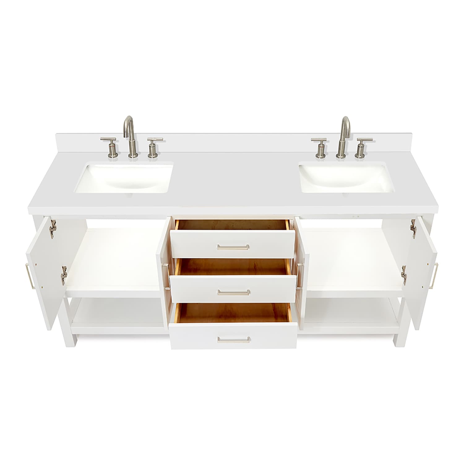 Magnolia 73" White Quartz Double Sink Freestanding Vanity