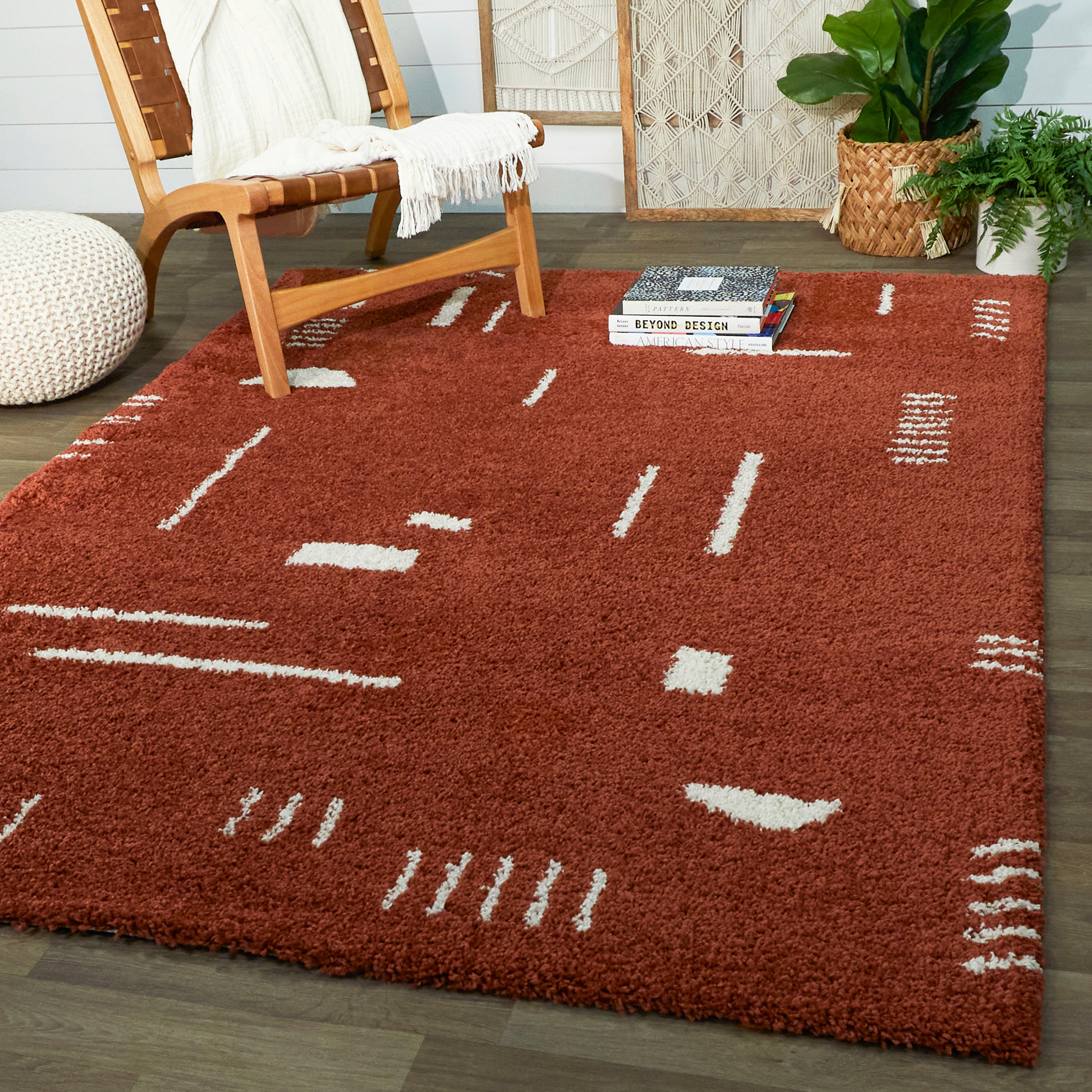 Balta 3090663 Rupa 5 x 7 (ft) Loomed Polypropylene Rust Rectangular Indoor Geometric Area rug