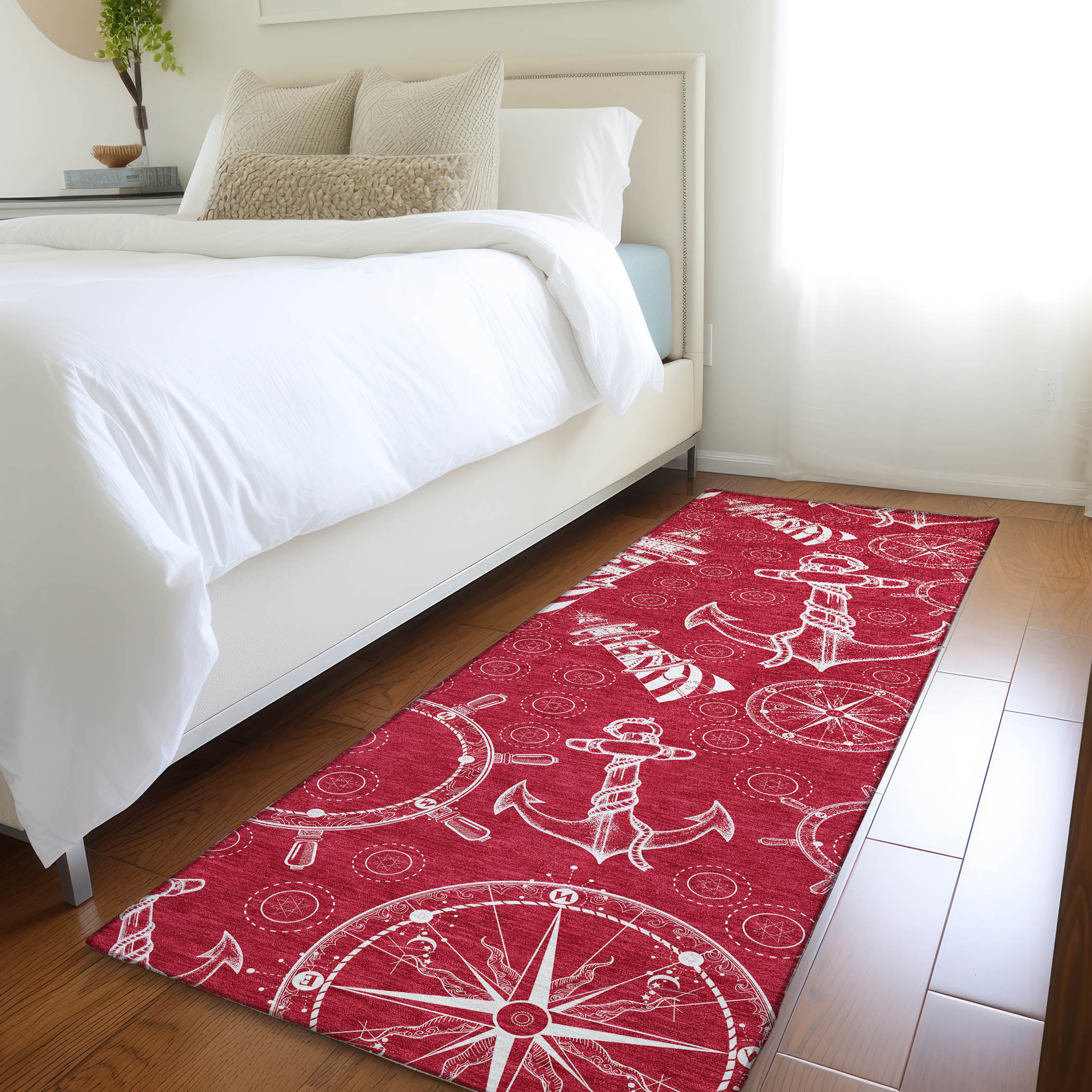 Addison Rugs AMF154RD2X8 Mayfield AMF154RD 2 x 7 (ft) Loomed Polyester Red Rectangular Indoor Geometric Machine washable Area rug