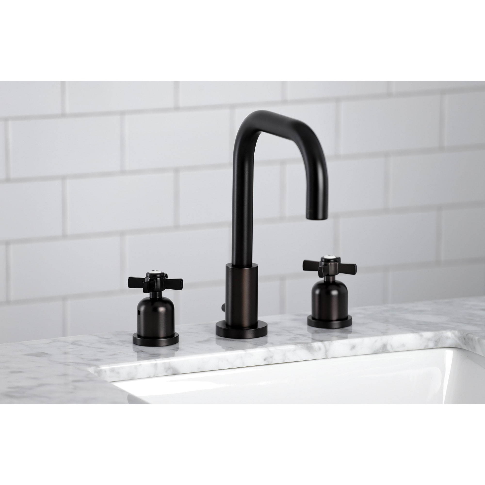 Kingston Brass WLFSC8935ZX Millennium Oil-rubbed bronze Widespread 2-handle High-arc Residential Handle Bathroom Sink Faucet with Drain