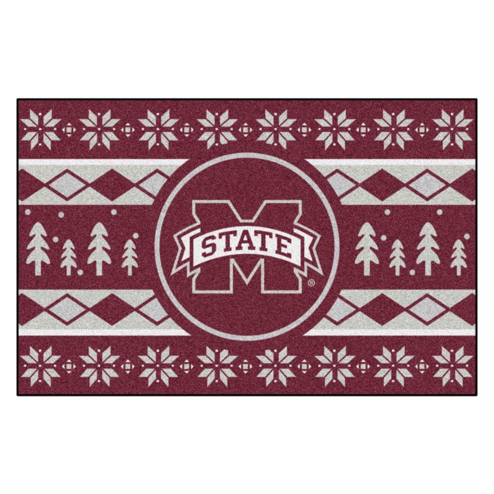 FANMATS Mississippi State Bulldogs 1-1/2-ft x 2-1/2-ft Red Rectangular Indoor Door Mat