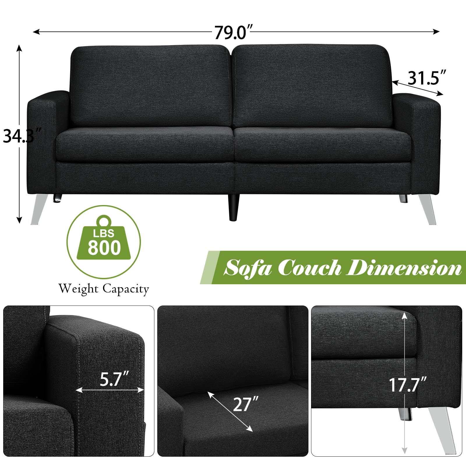 AECOJOY 13136BK-LS01 Sofas-Loveseats - View #2